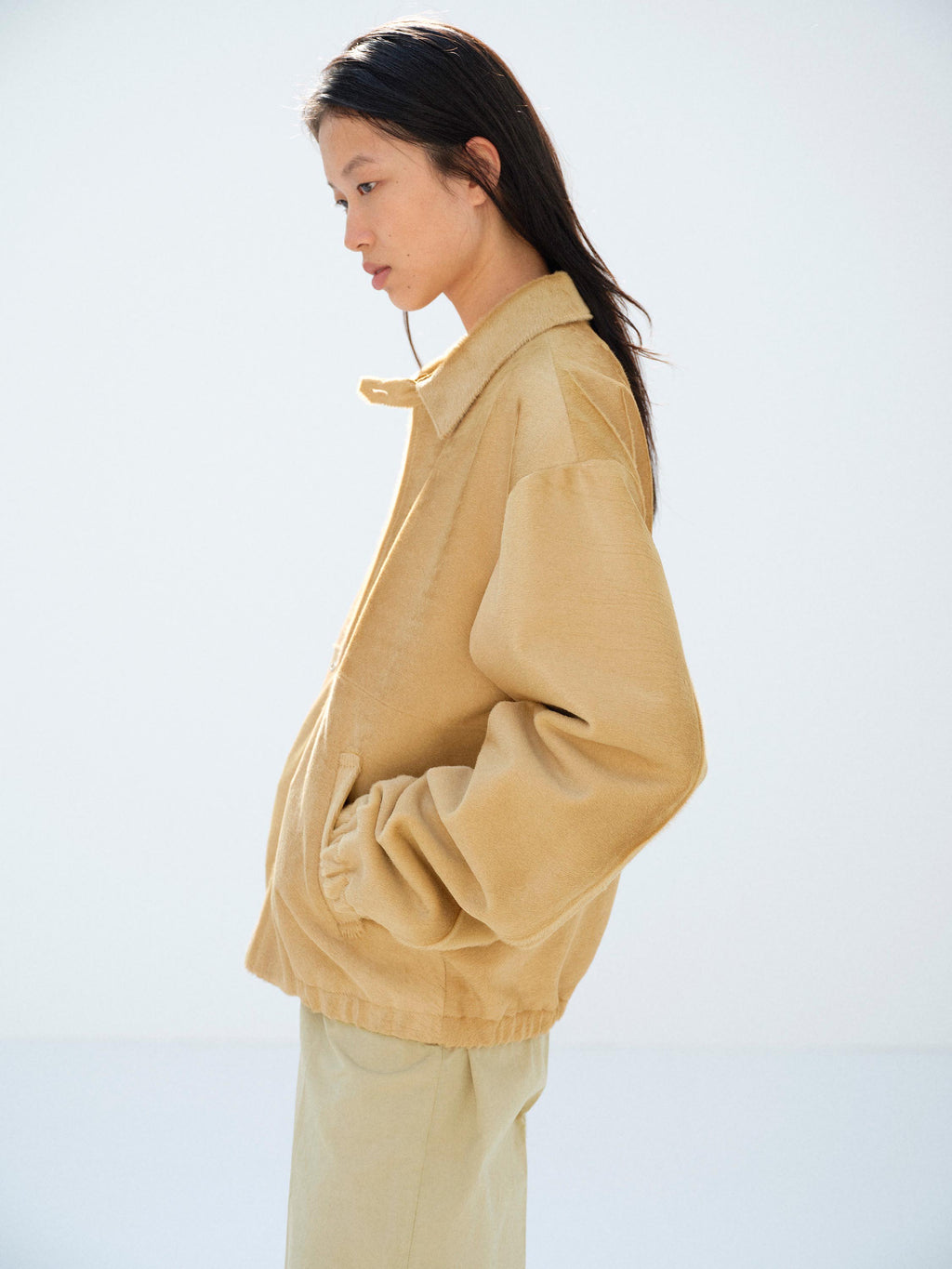 CALF HAIR ZIP BLOUSON