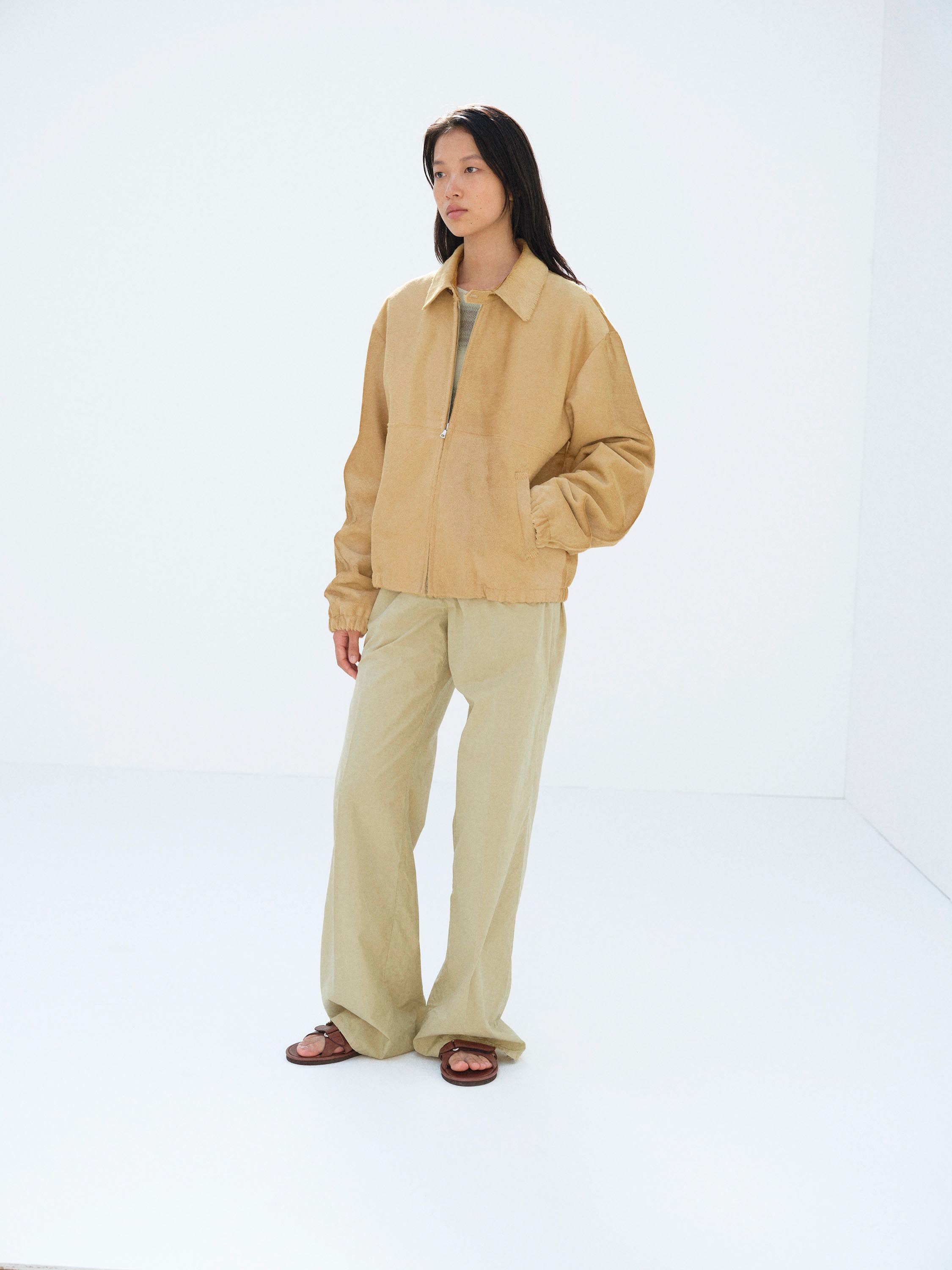 CALF HAIR ZIP BLOUSON