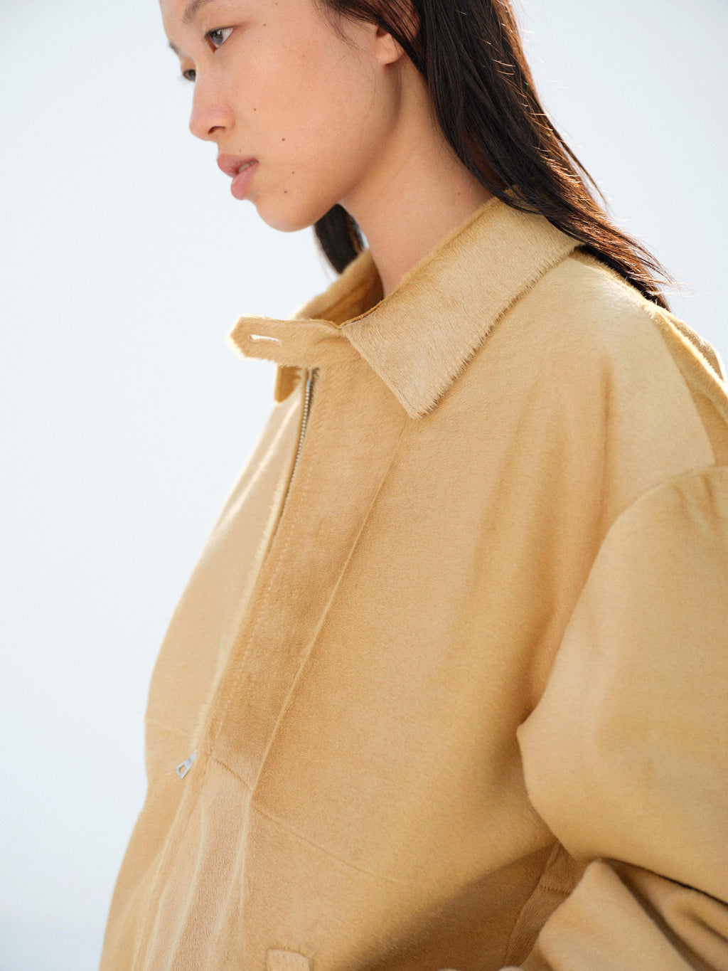 CALF HAIR ZIP BLOUSON