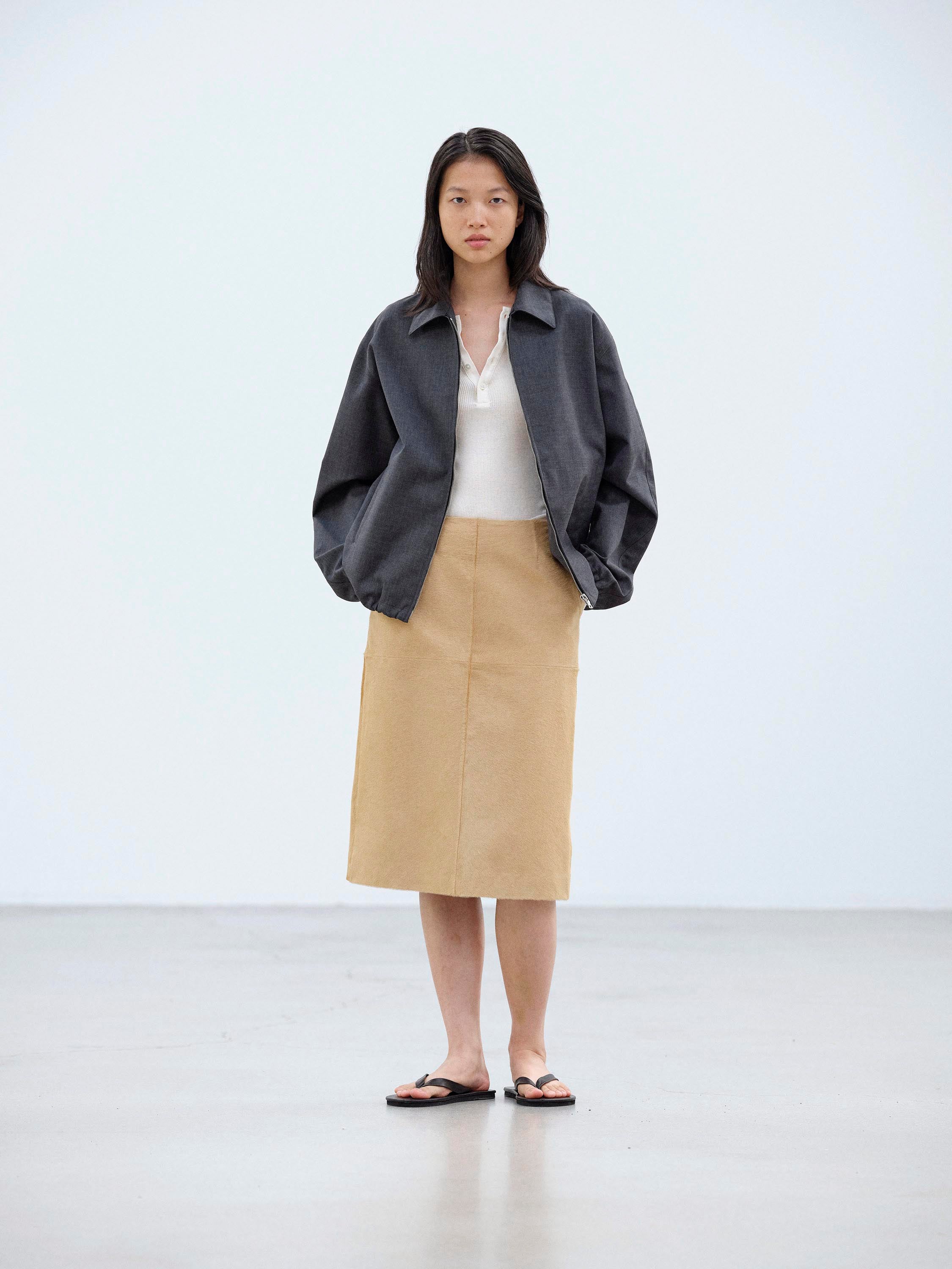 BONDED TROPICAL WOOL ZIP BLOUSON