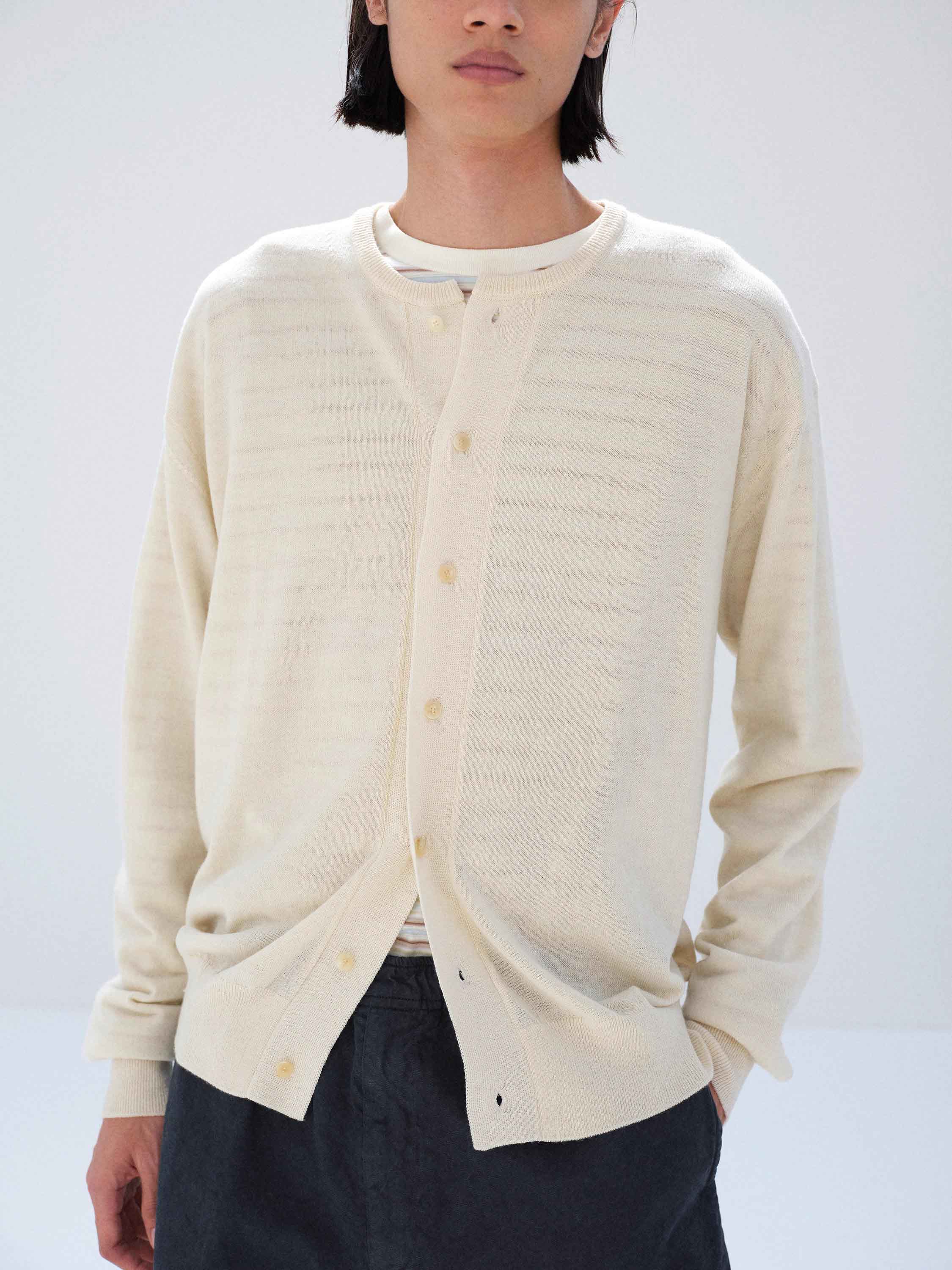 CASHMERE HARD TWIST KNIT CARDIGAN