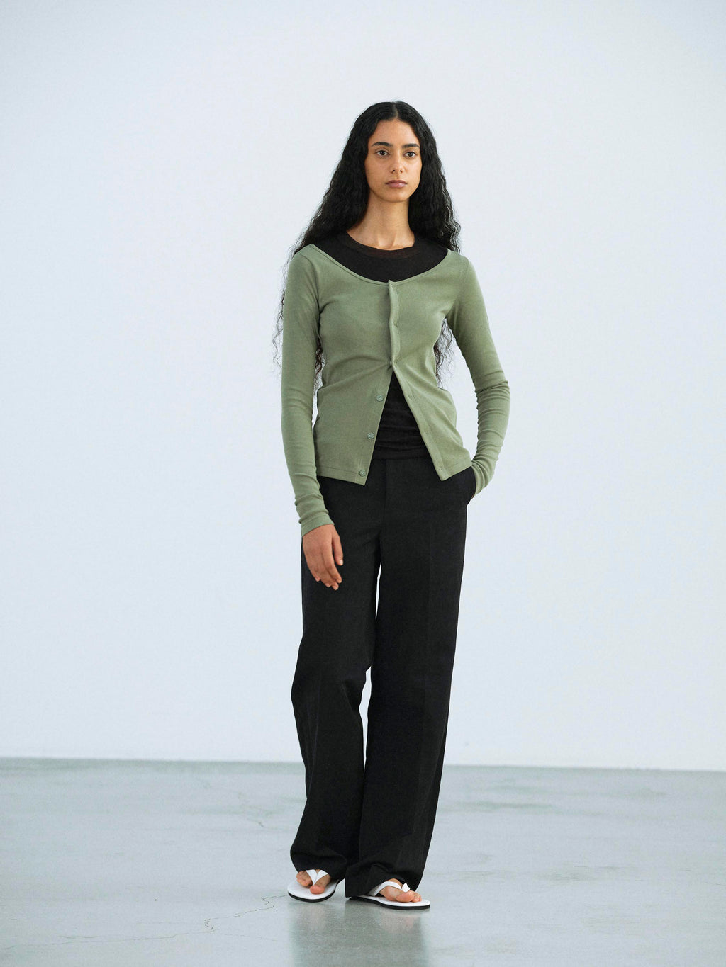 ORGANIC COTTON FINE RIB CARDIGAN
