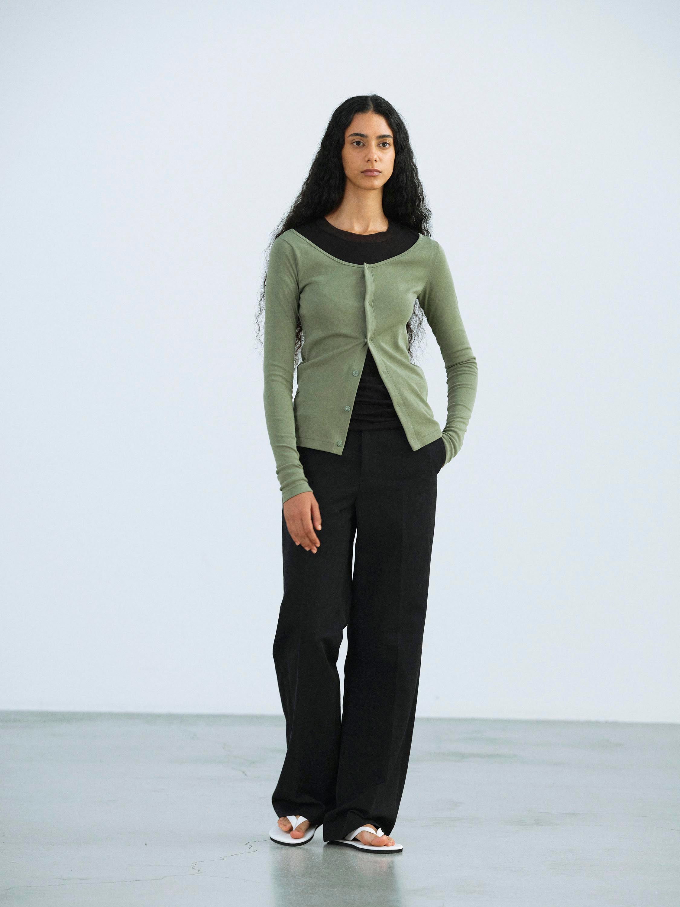ORGANIC COTTON FINE RIB CARDIGAN