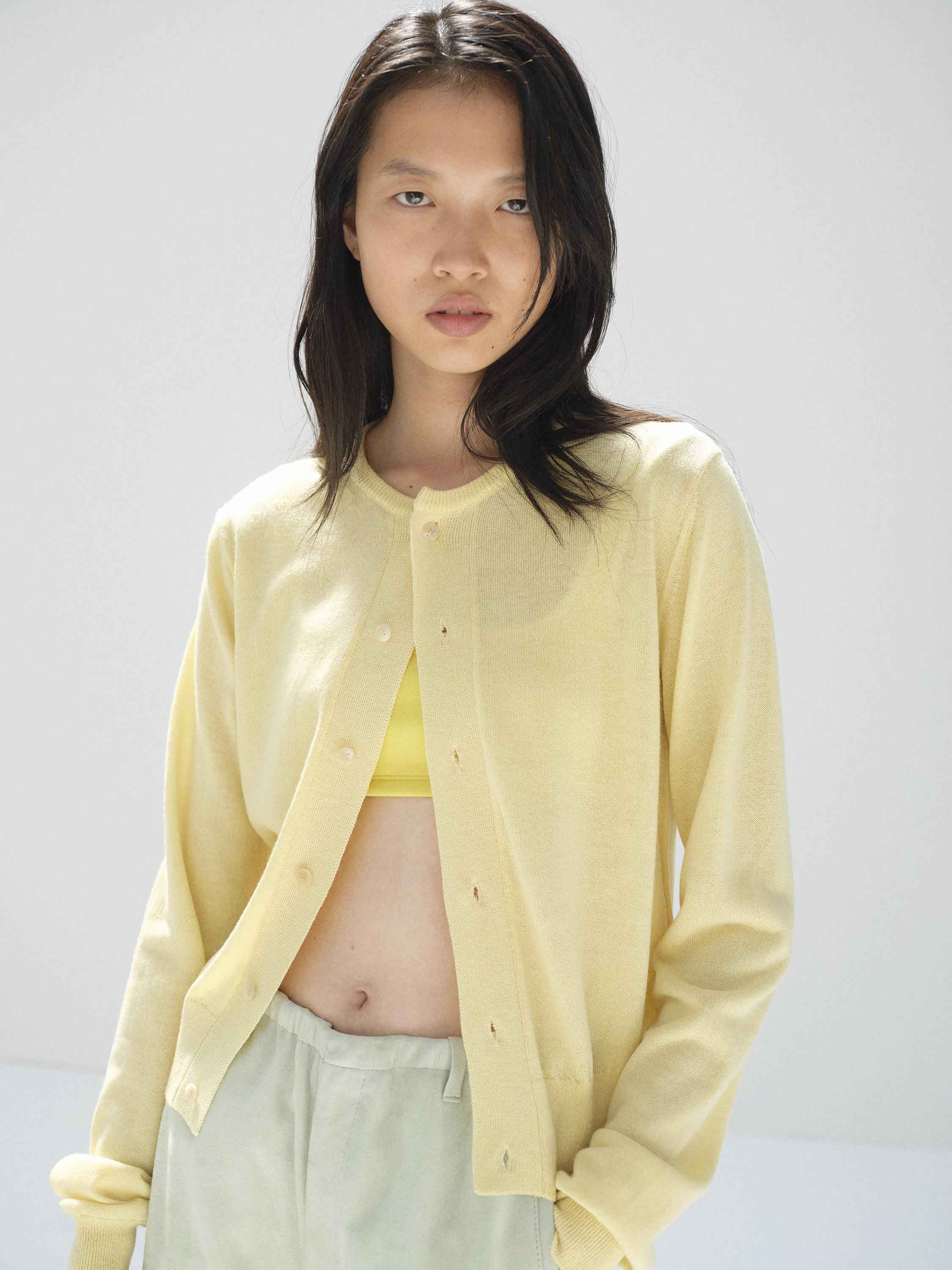 CASHMERE HARD TWIST KNIT CARDIGAN