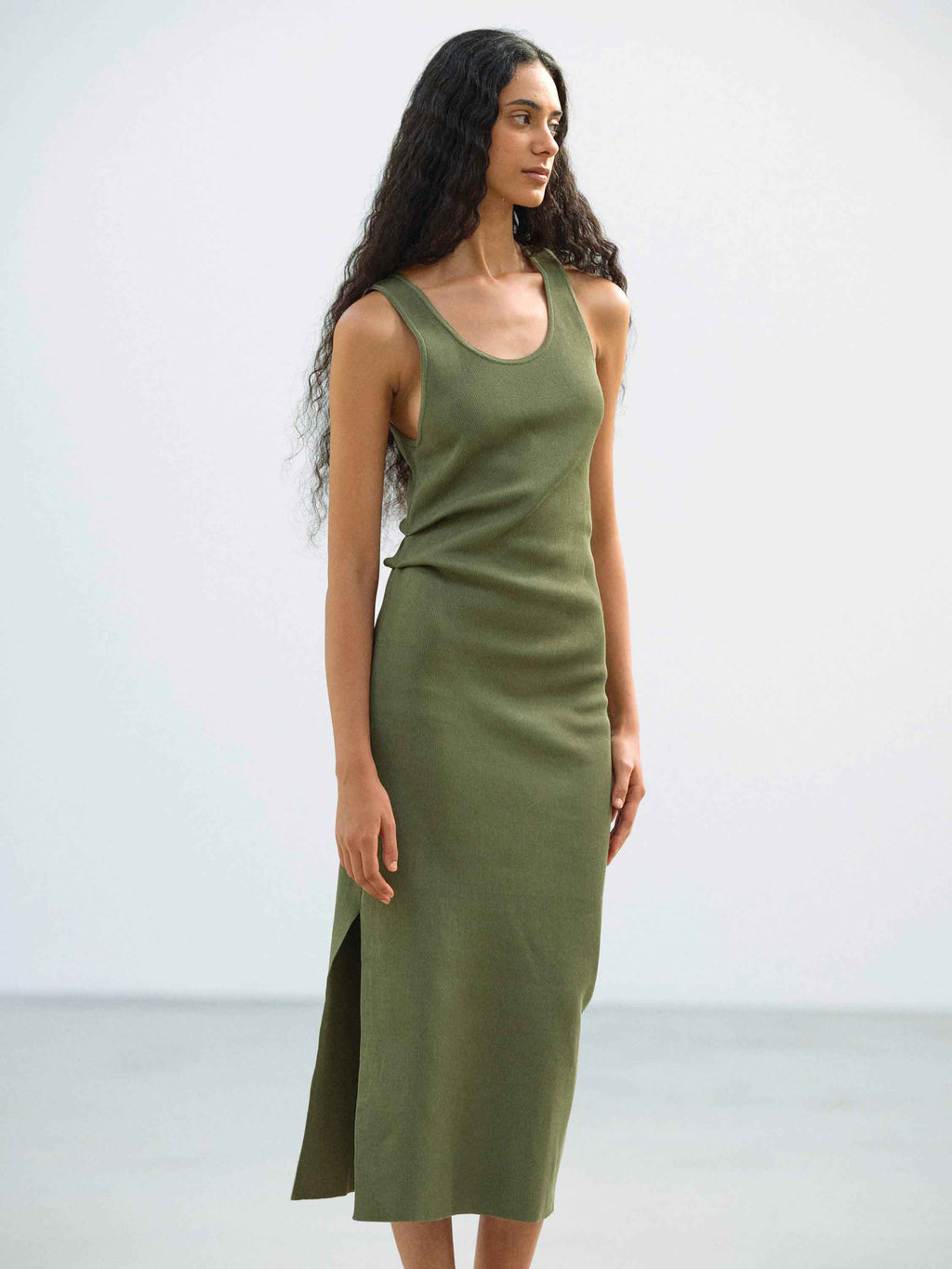 HIGH GAUGE TUCK RIB KNIT DRESS