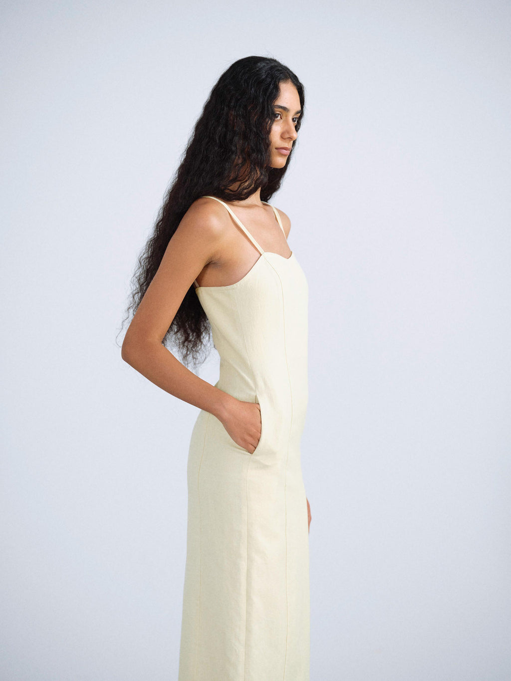 WOOL COTTON LINEN OX CAMISOLE DRESS