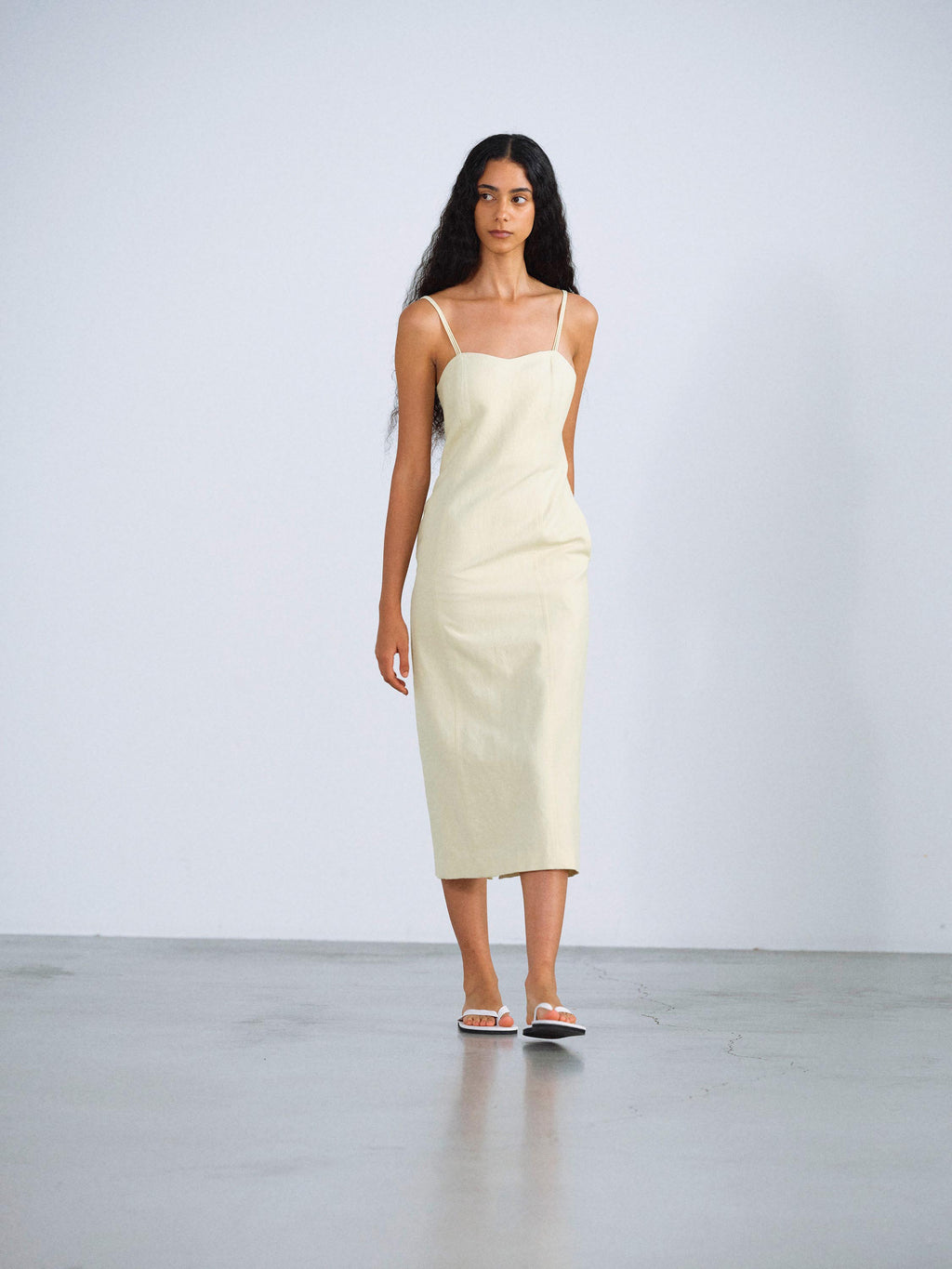 WOOL COTTON LINEN OX CAMISOLE DRESS