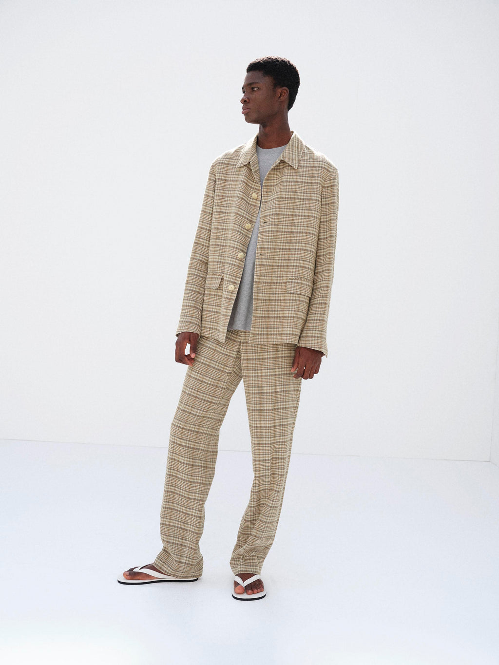 SILK LINEN NEP CHECK JACKET