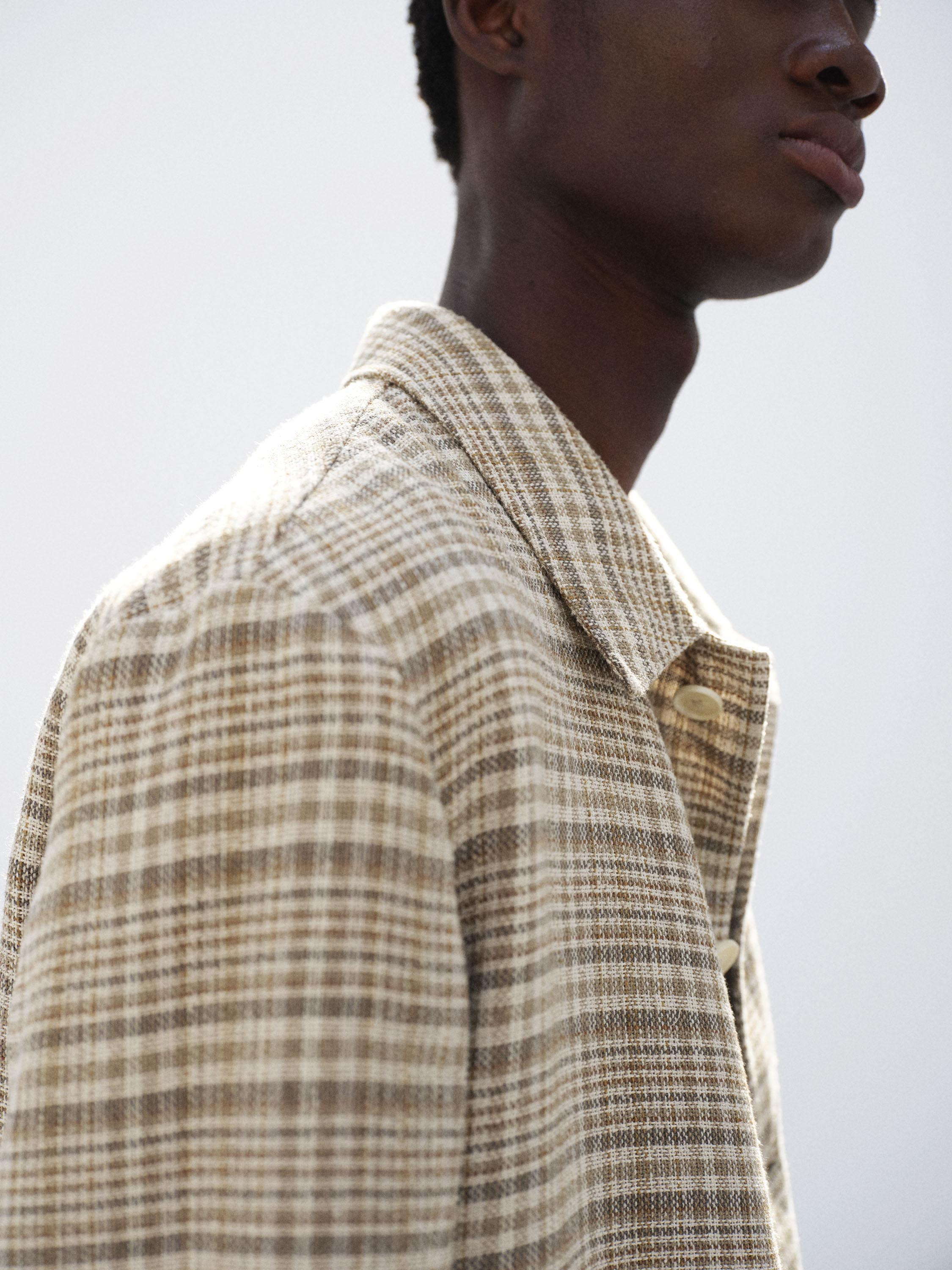 SILK LINEN NEP CHECK JACKET