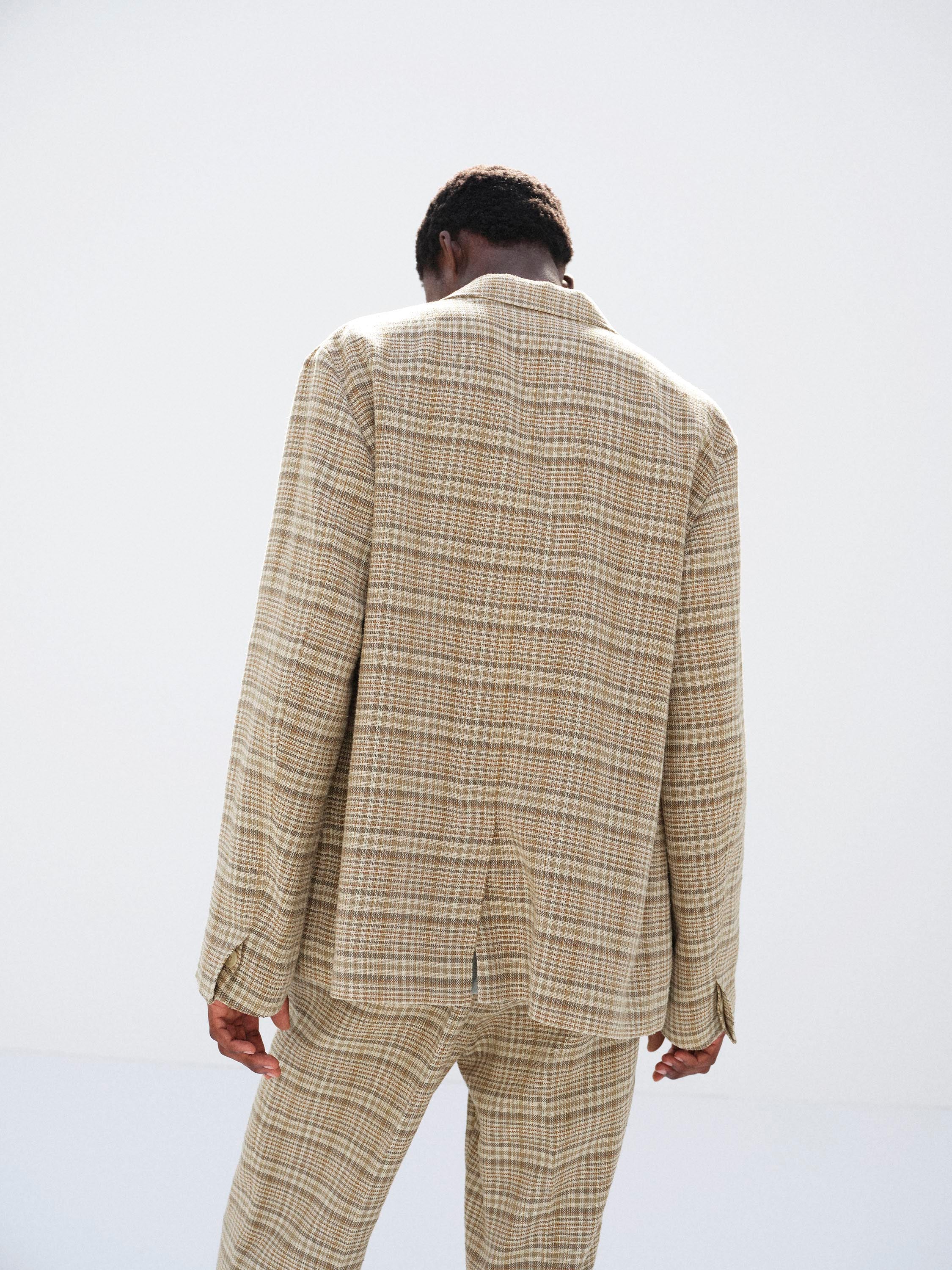 SILK LINEN NEP CHECK JACKET