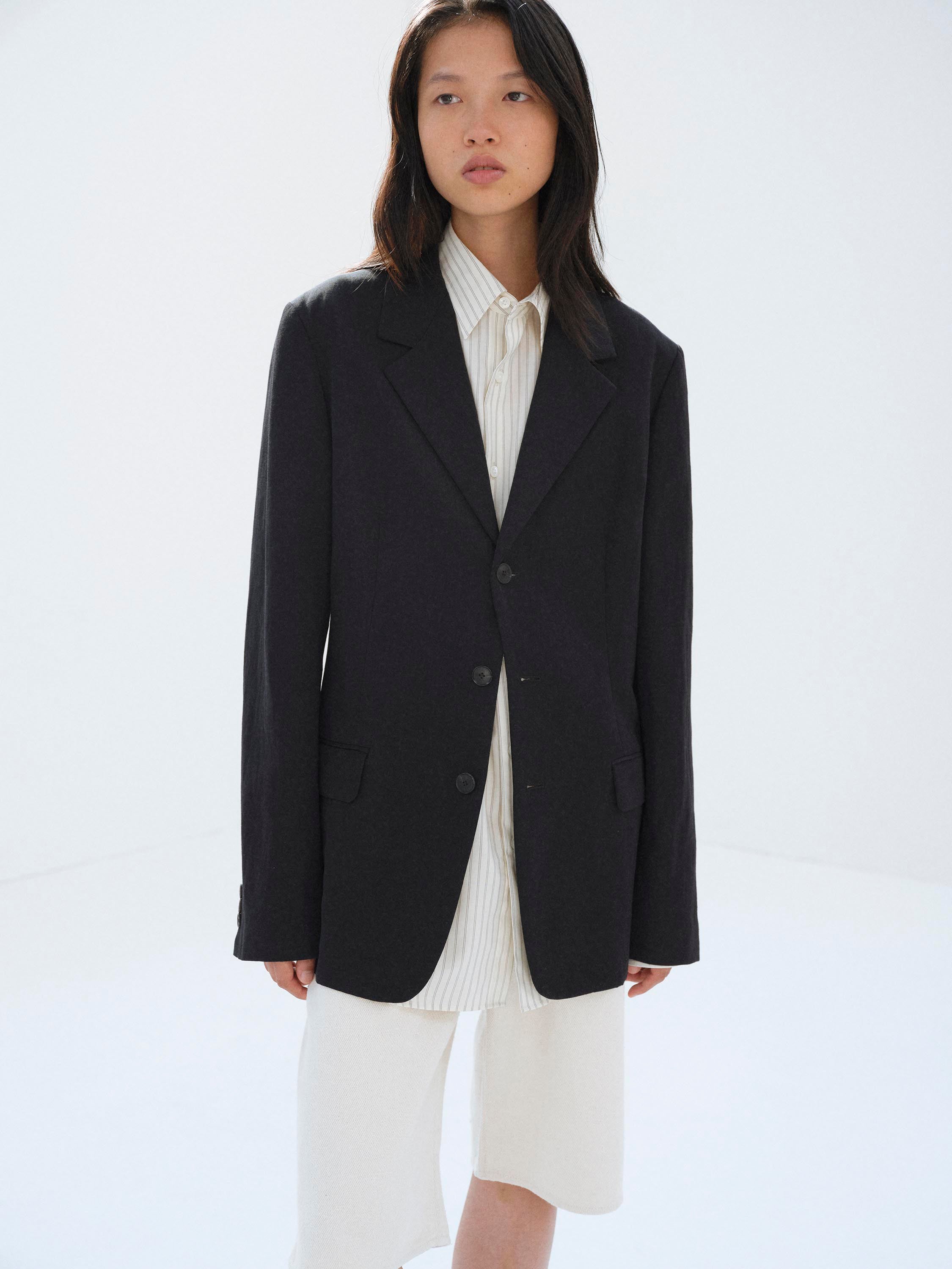 HIGH-TWIST WOOL LINEN TWILL JACKET