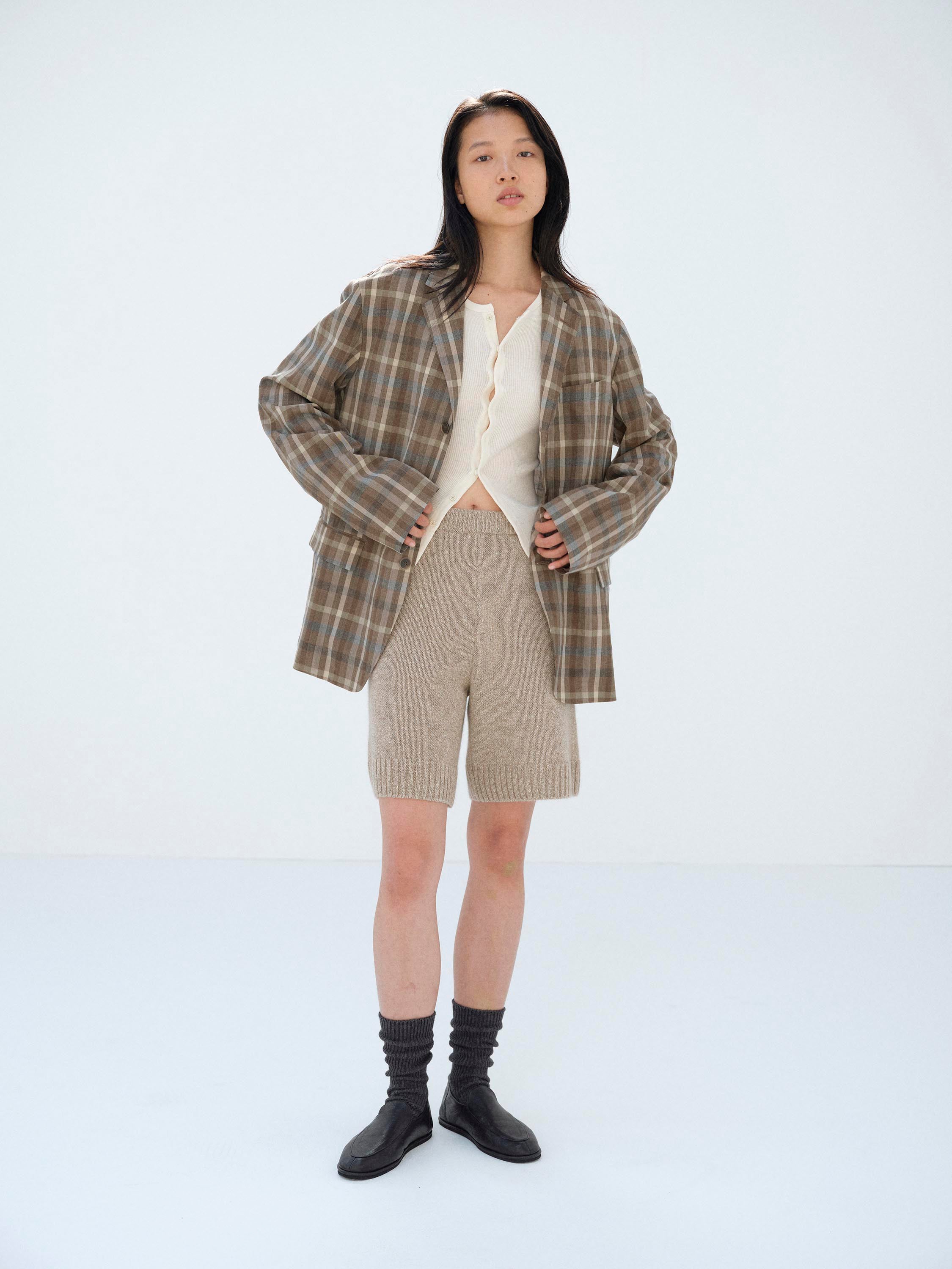 SUPER FINE TROPICAL WOOL CHECK JACKET