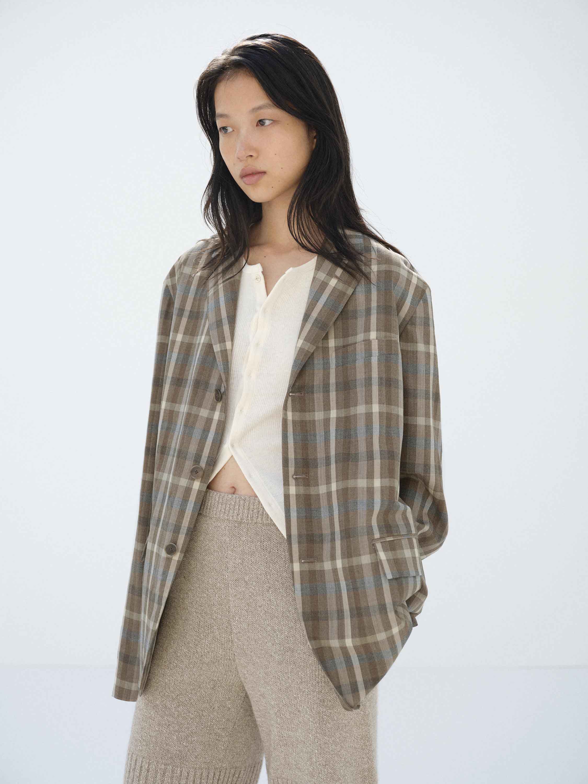 SUPER FINE TROPICAL WOOL CHECK JACKET