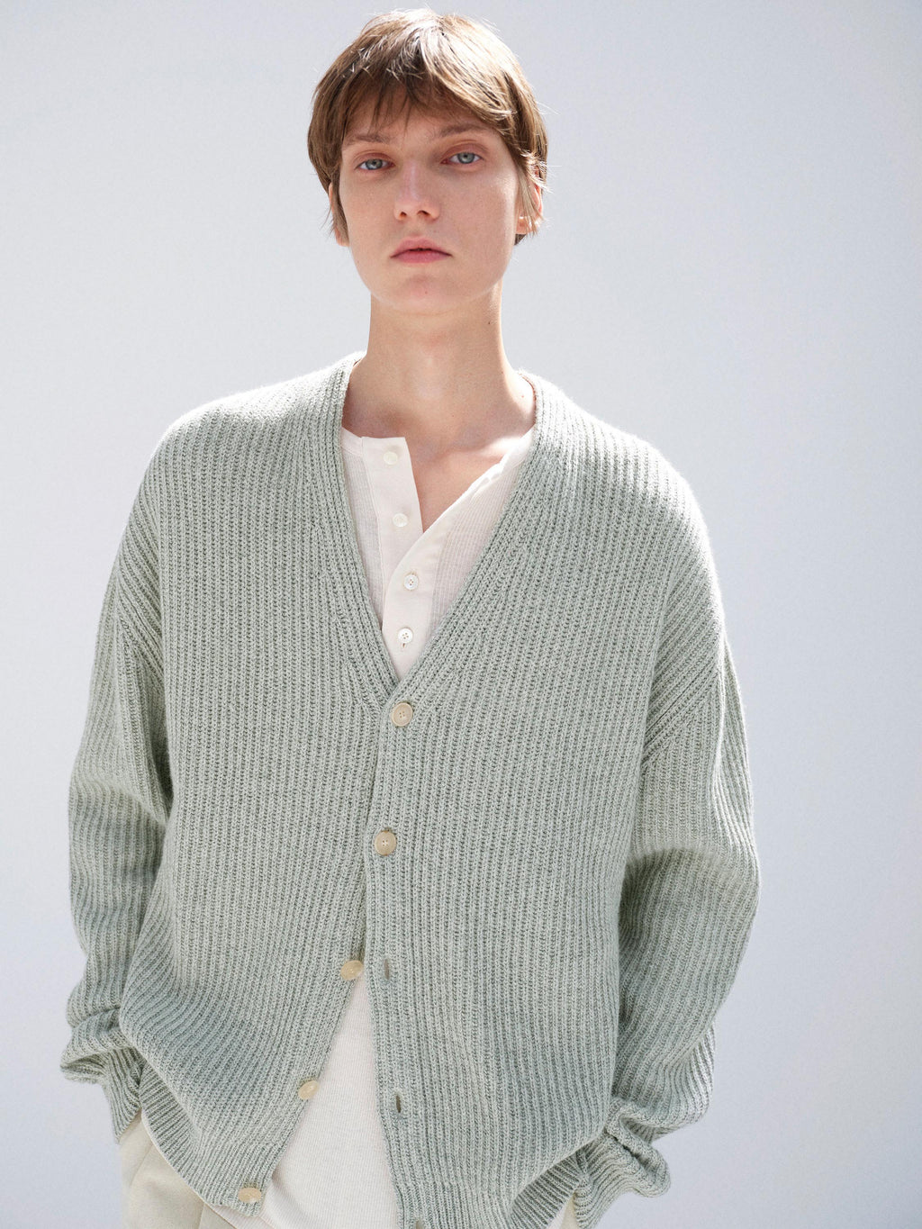 CASHMERE SILK MELANGE KNIT CARDIGAN