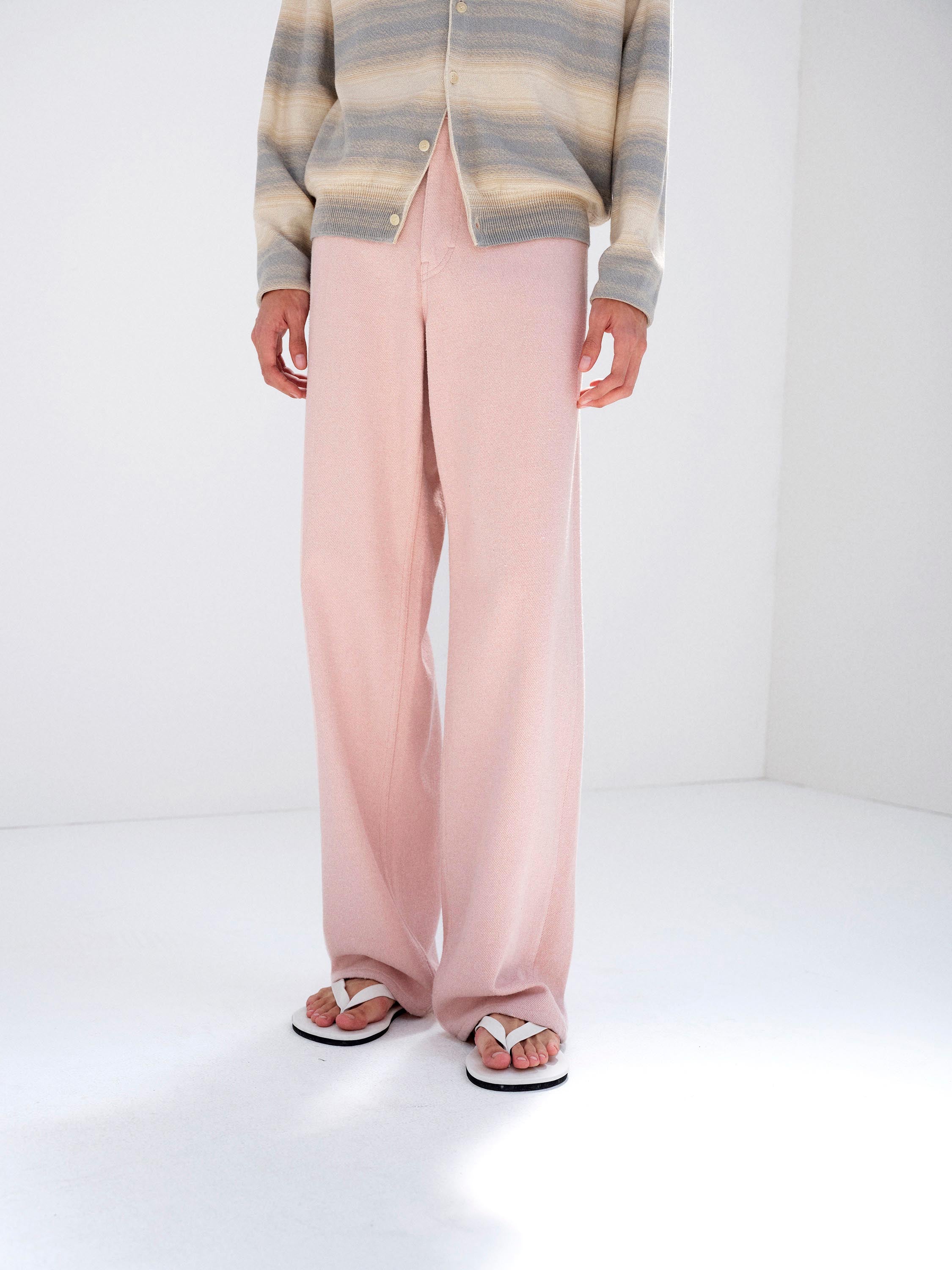 SILK NEP DENIM 5P WIDE PANTS