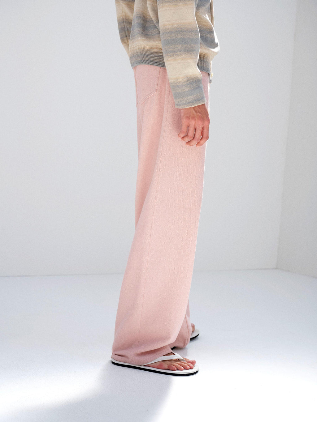 SILK NEP DENIM 5P WIDE PANTS