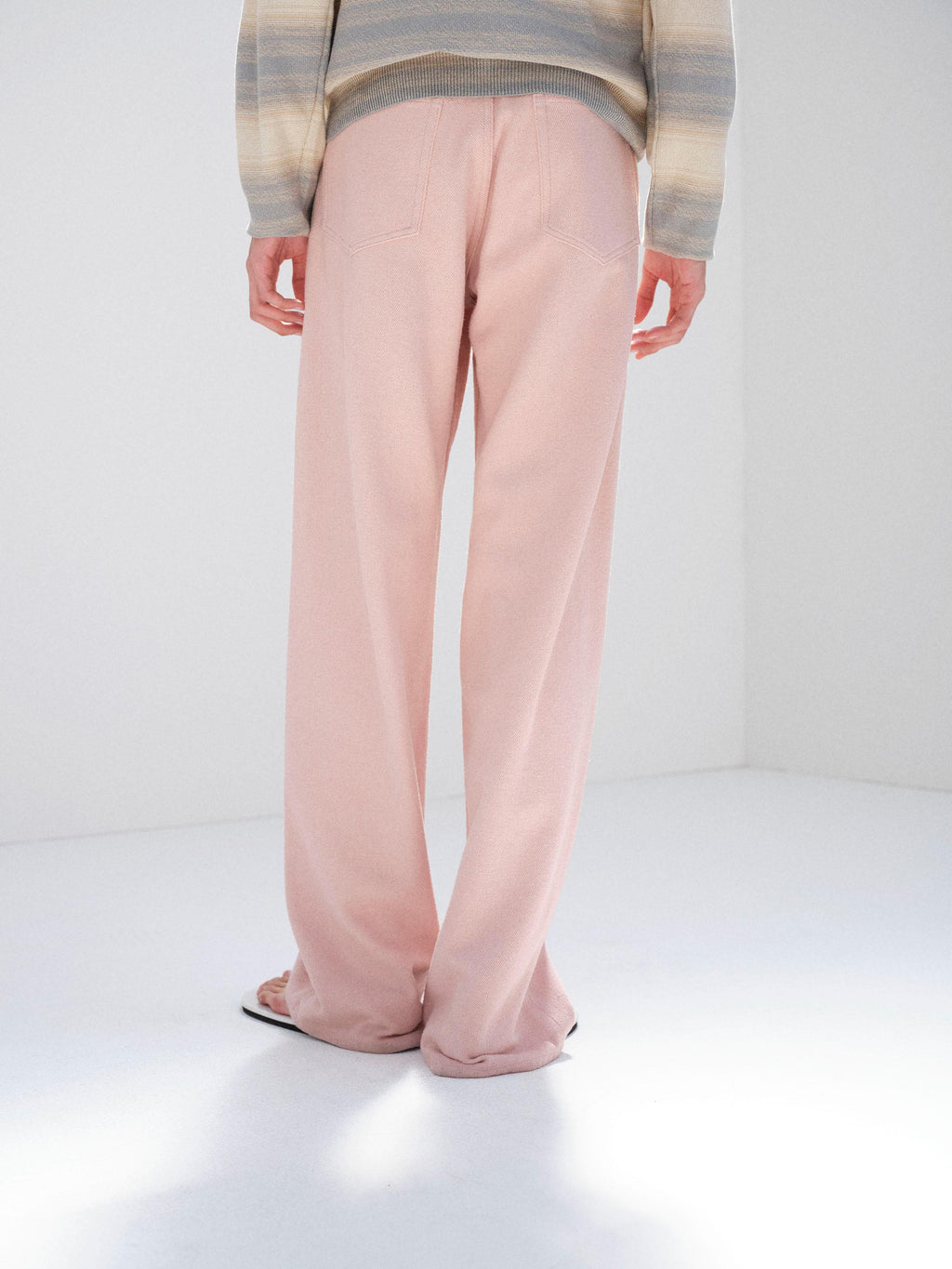 SILK NEP DENIM 5P WIDE PANTS