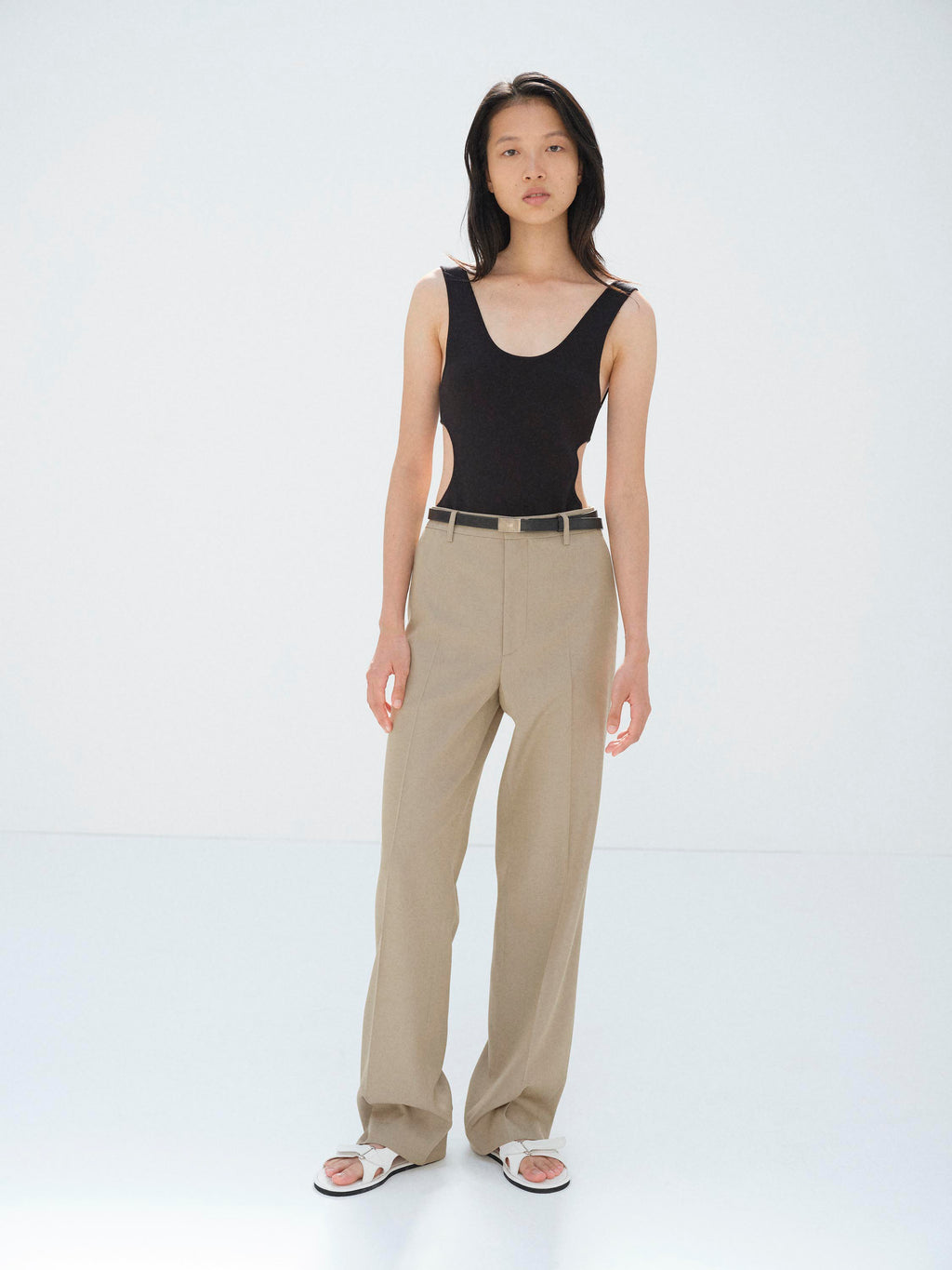 DOUBLE FACED SILK COTTON KNIT LONG TANK