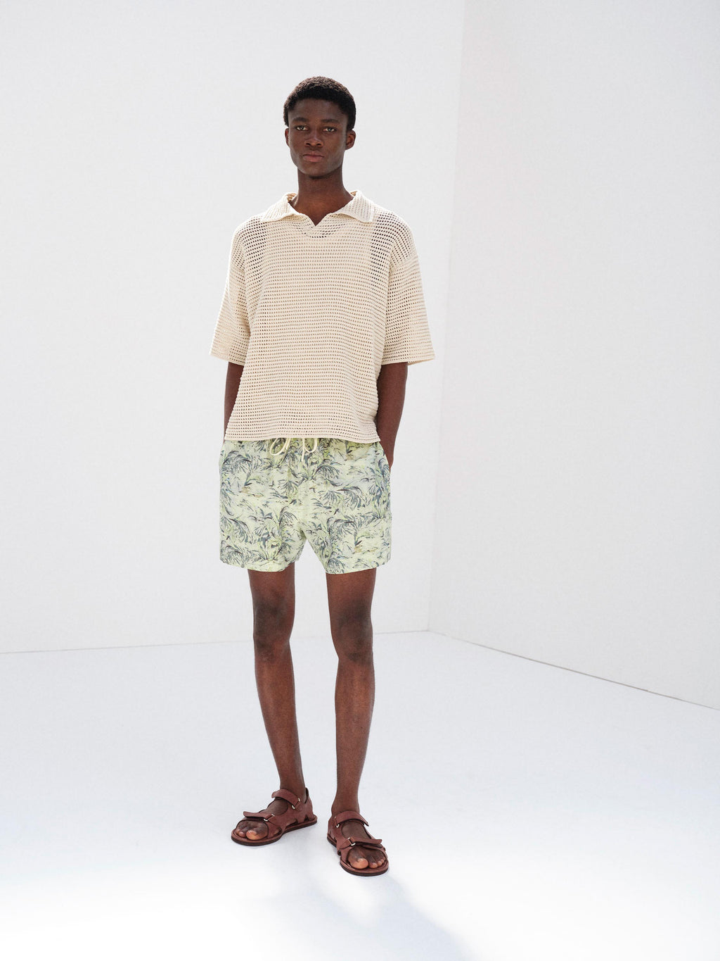 PRINTED AIRY SILK SHORTS