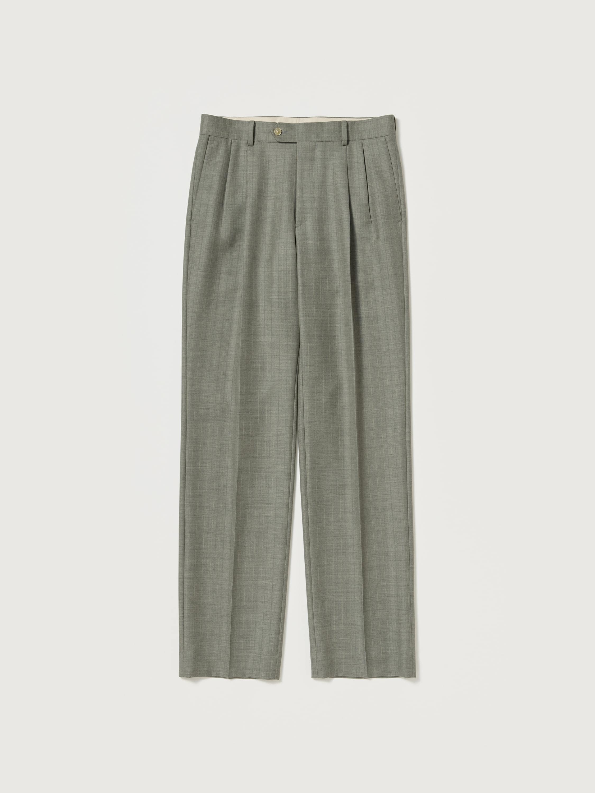 BLUEFACED WOOL TWO-TUCK SLACKS