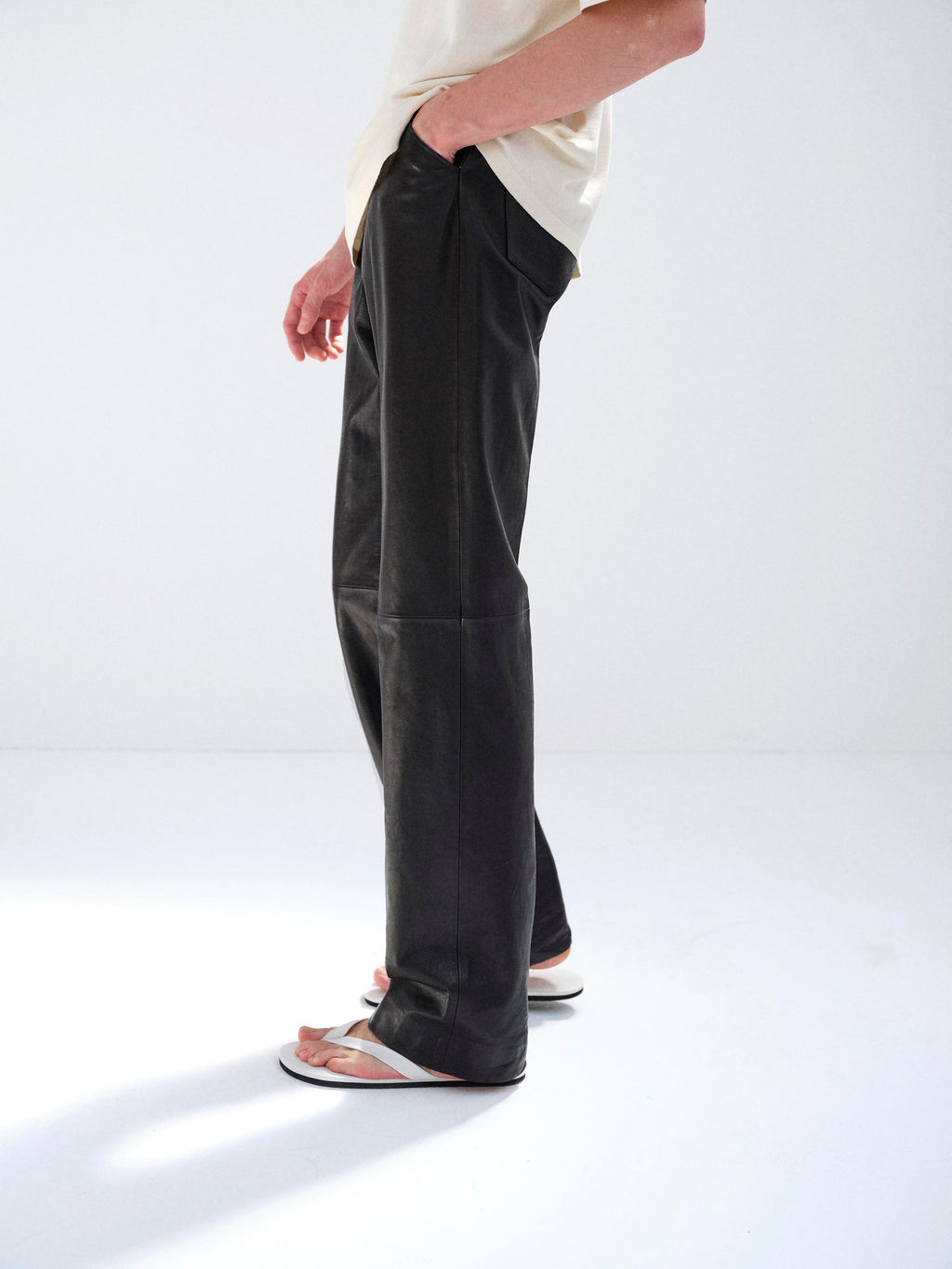 TEXTURED LAMB LEATHER PANTS
