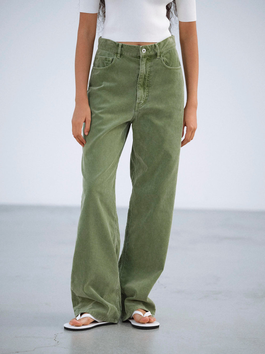 GARMENT-DYED FINX CORDUROY 5P WIDE PANTS