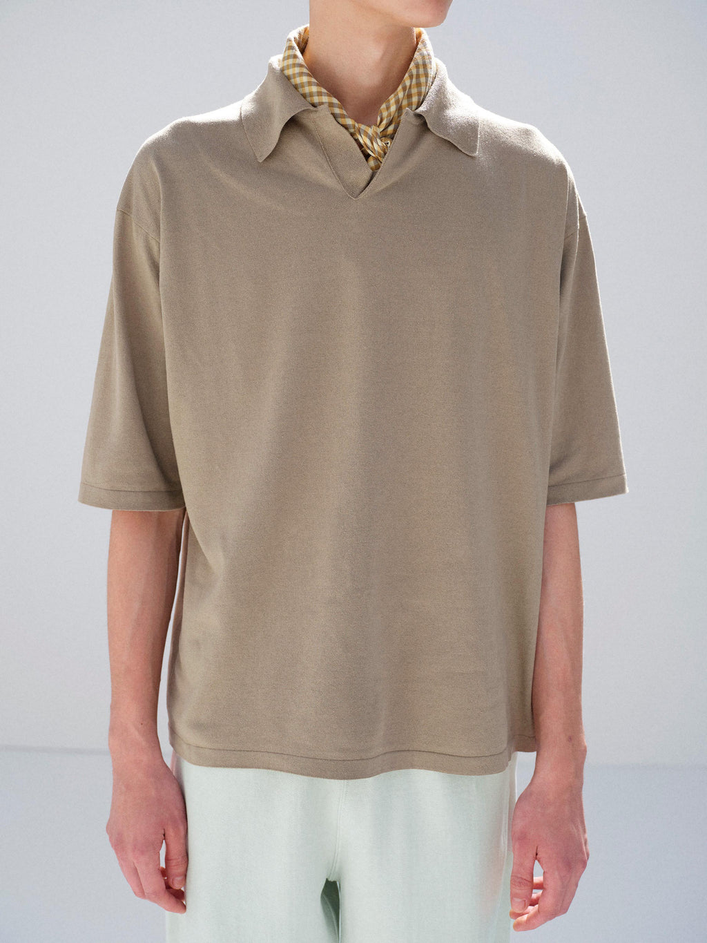 HIGH GAUGE TUSSAH SILK KNIT SKIPPER POLO