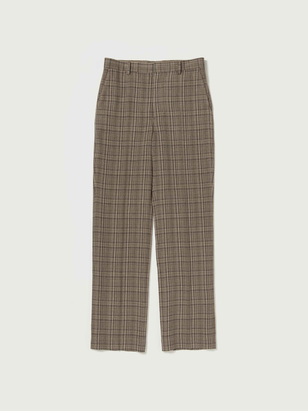 SILK LINEN NEP CHECK SLACKS