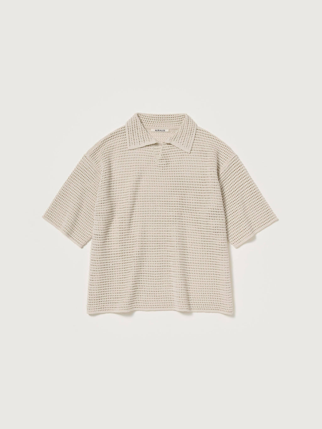 TUSSAH SILK COTTON MESH KNIT SKIPPER POLO