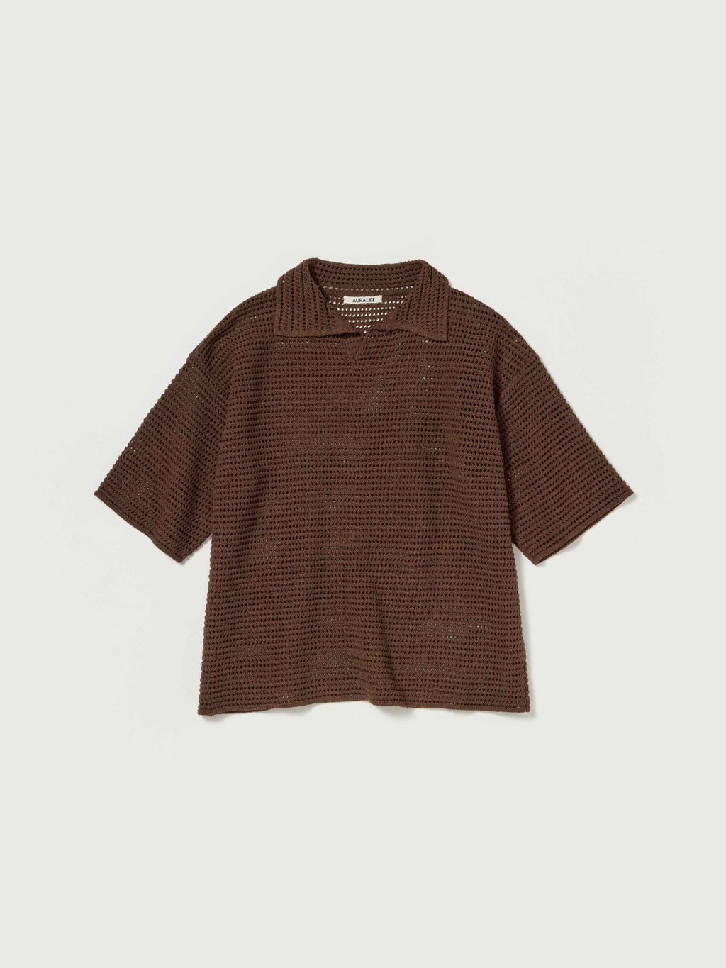 TUSSAH SILK COTTON MESH KNIT SKIPPER POLO
