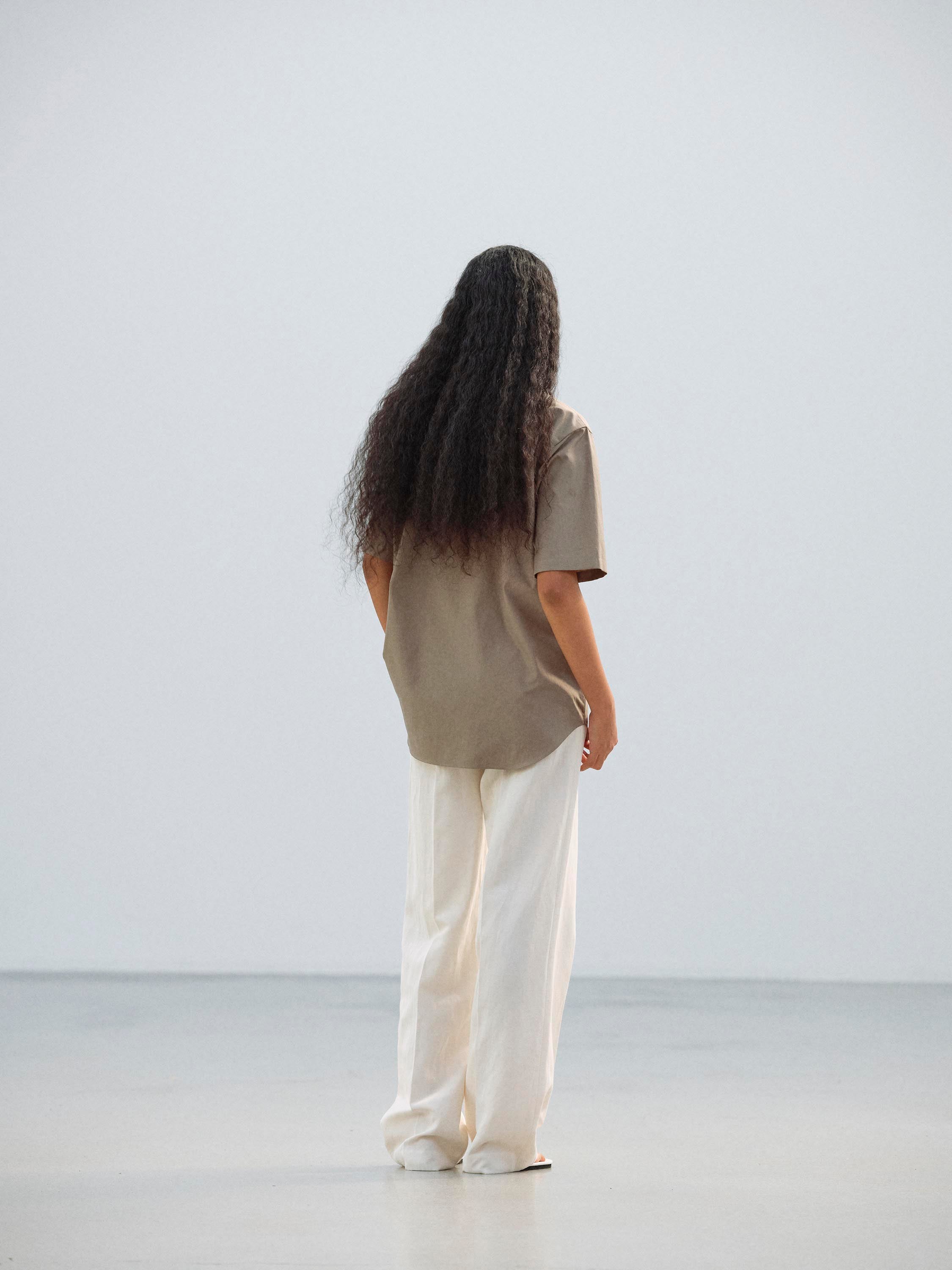 HIGH-TWIST WOOL LINEN TWILL SLACKS