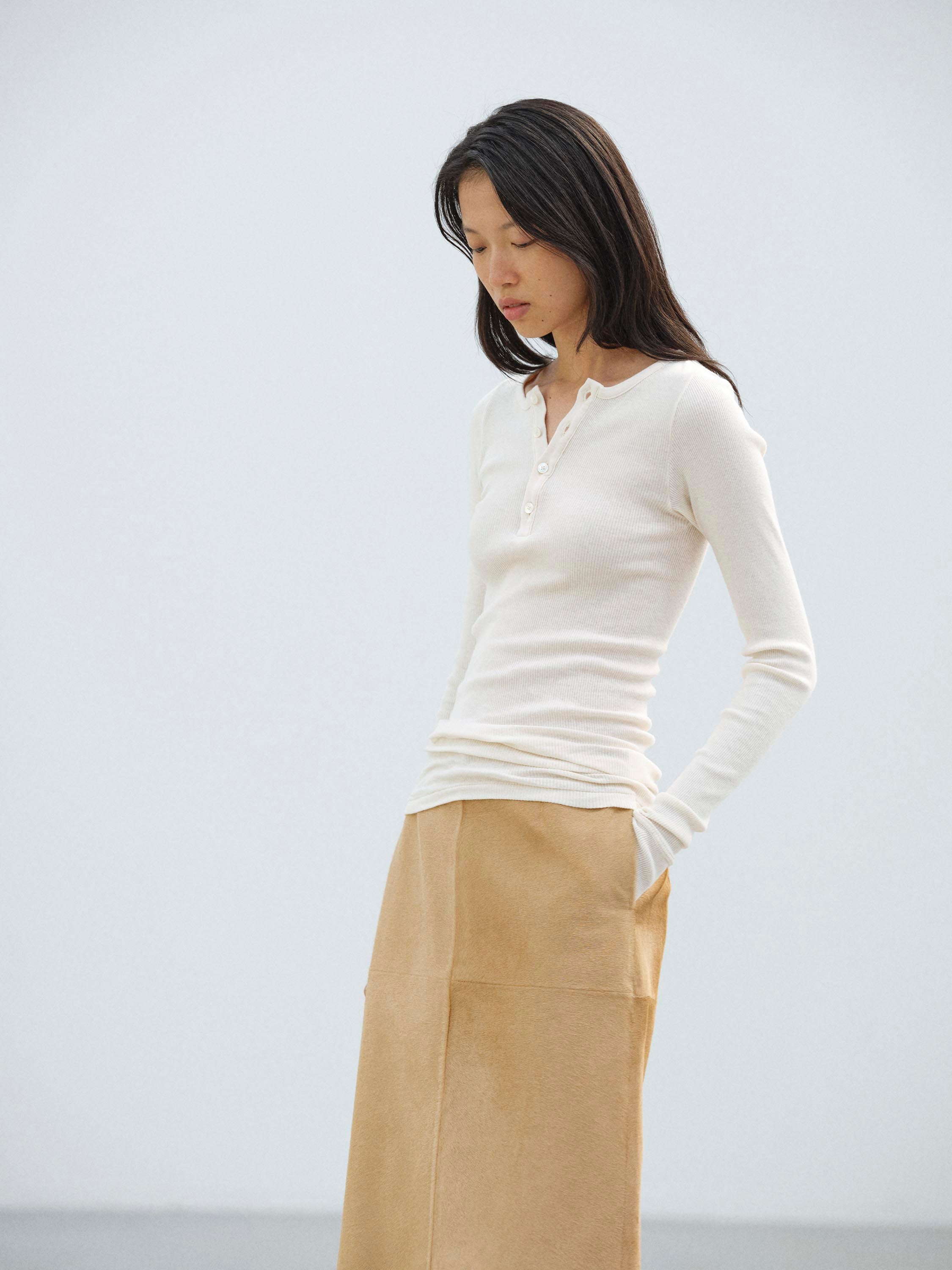 ORGANIC SOFT RIB HENLEY NECK P/O