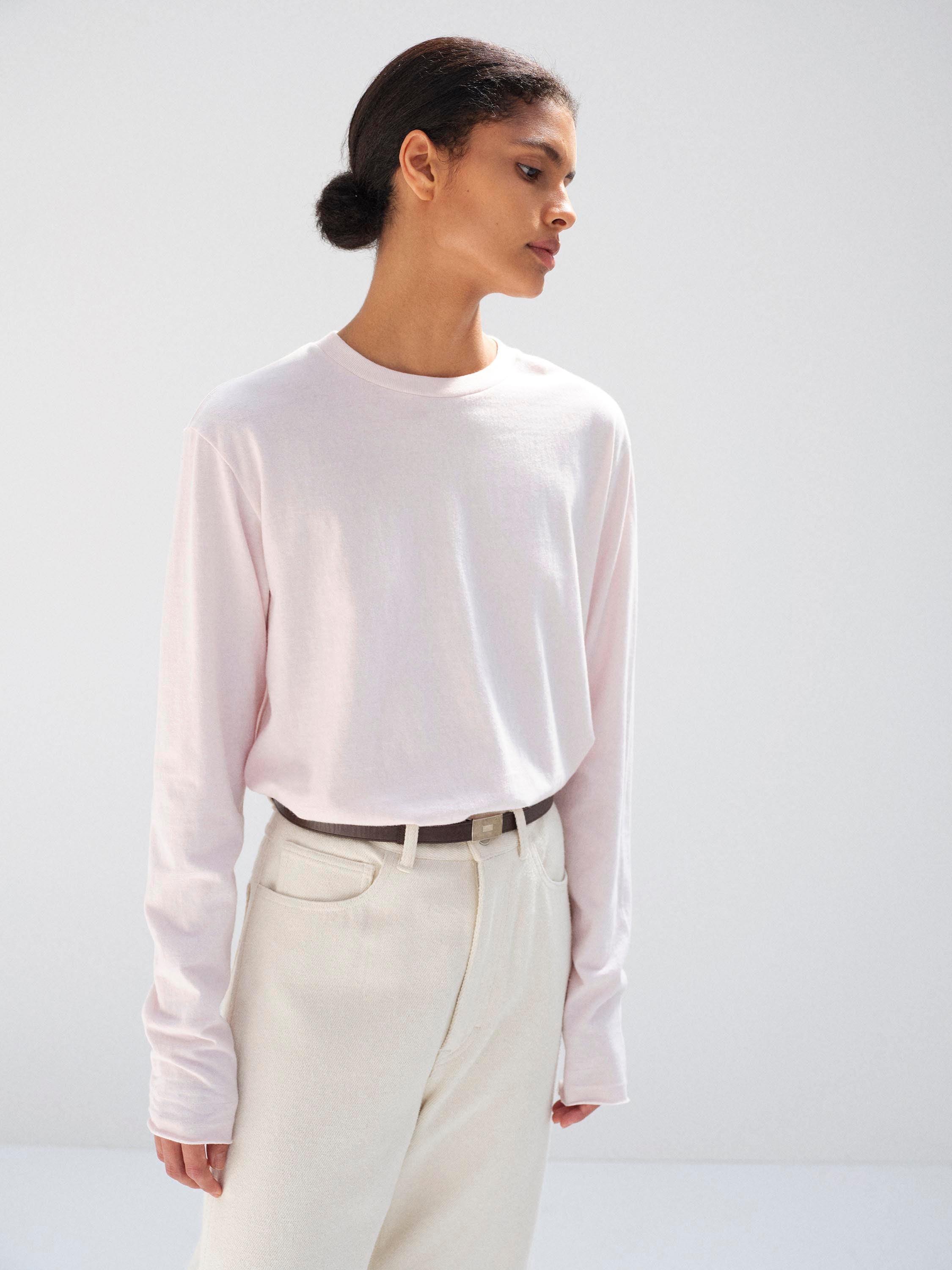 BRUSHED ORGANIC COTTON JERSEY L/S TEE