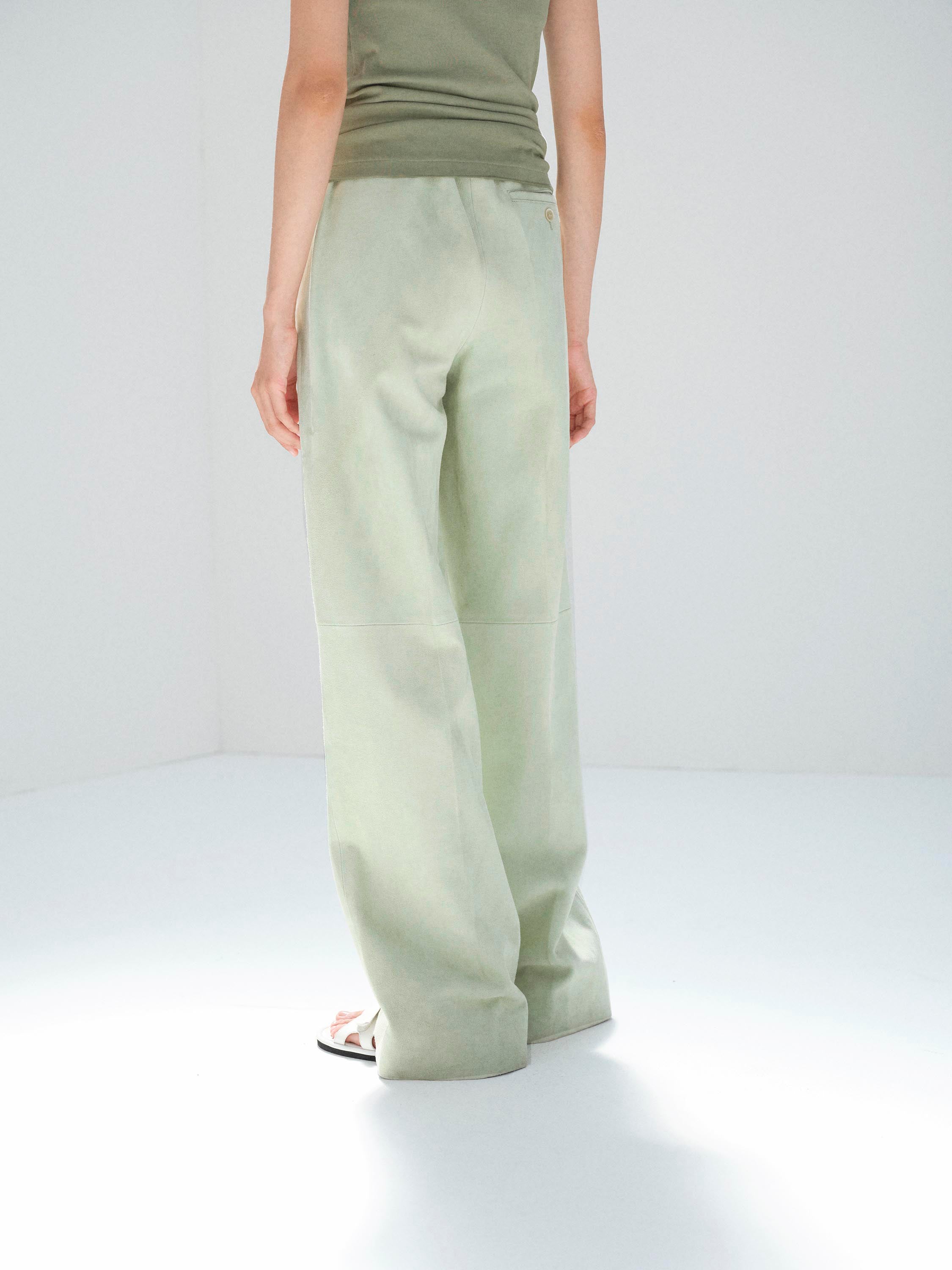 SILKY GRAIN SUEDE DRAWSTRING PANTS