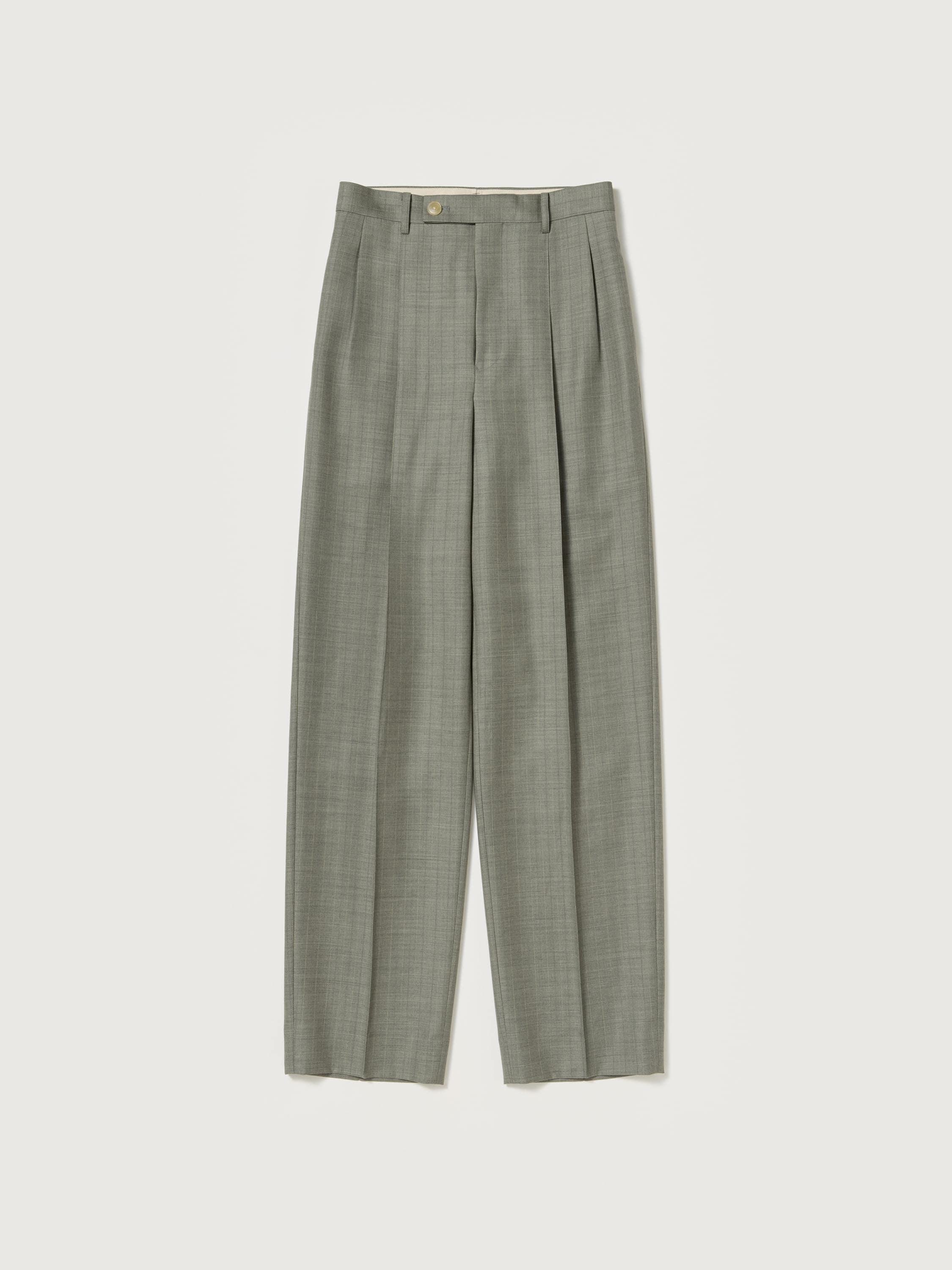 BLUEFACED WOOL TWO-TUCK SLACKS