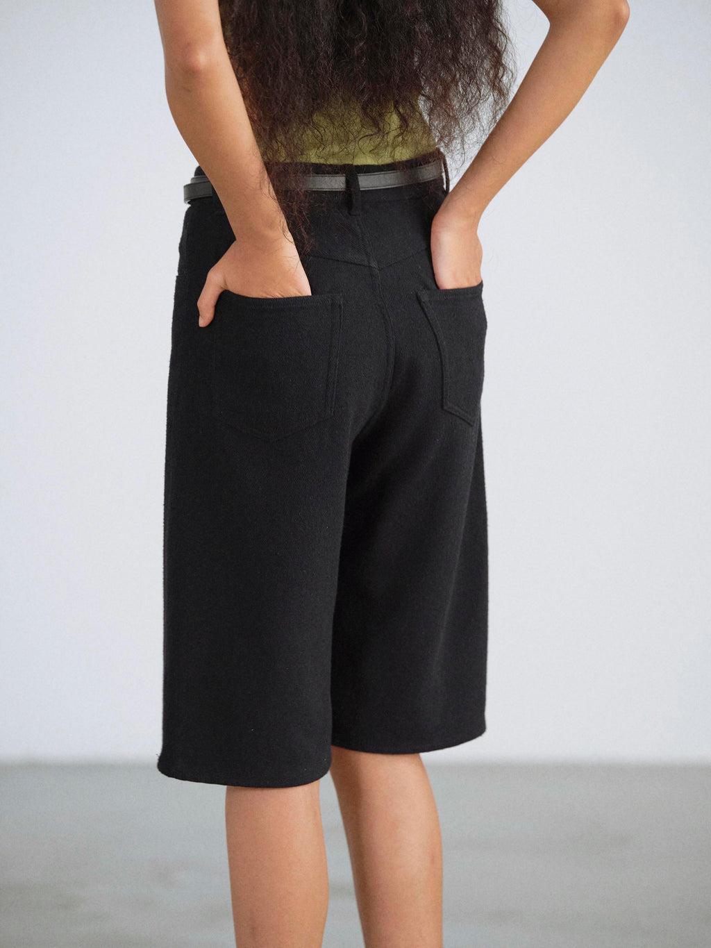 SILK NEP DENIM 5P WIDE SHORTS