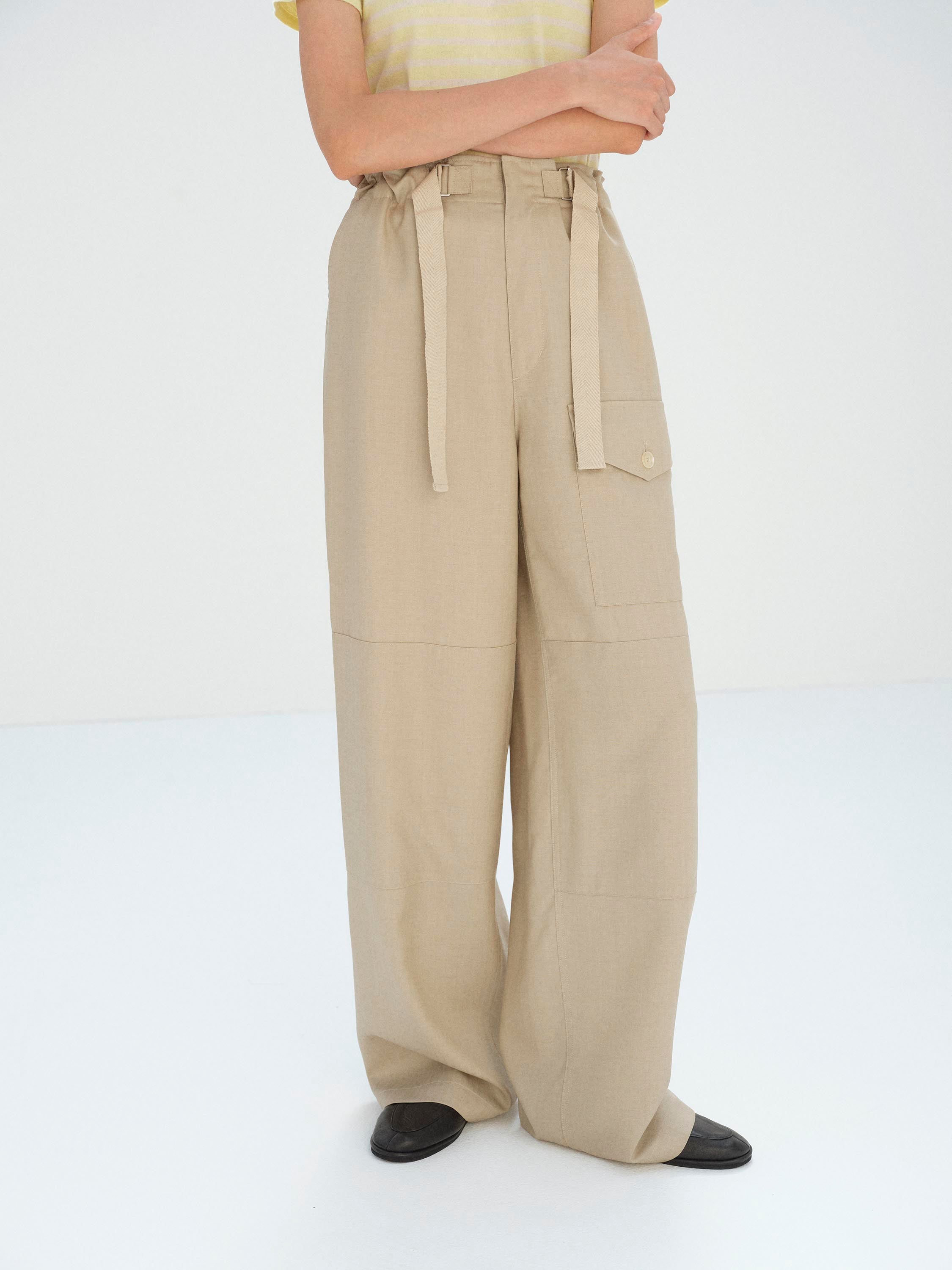 WOOL HERRINGBONE CARGO PANTS