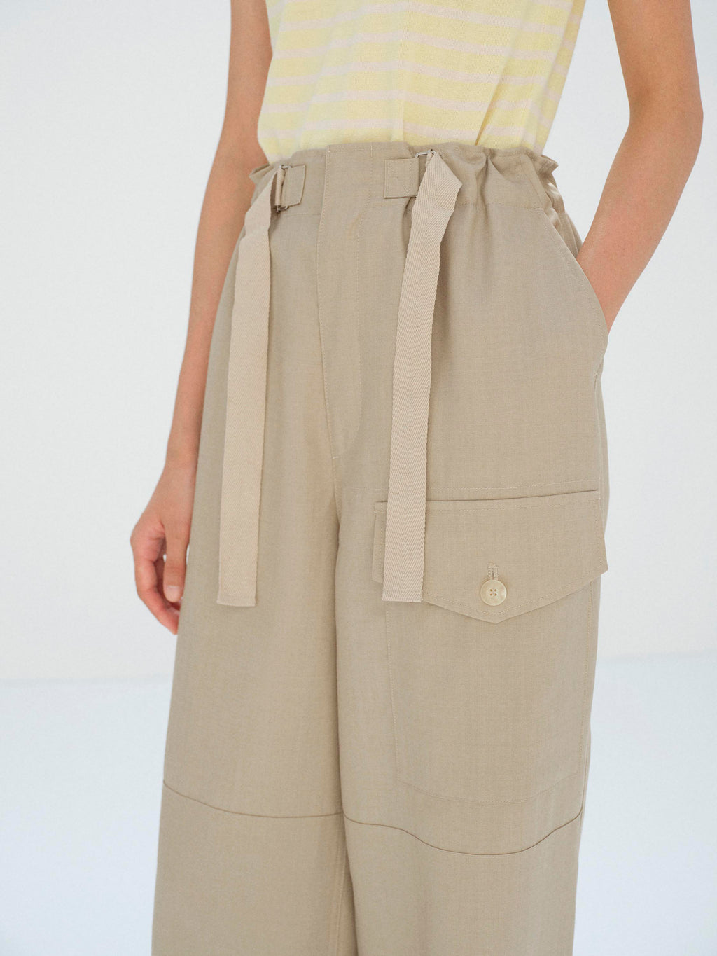 WOOL HERRINGBONE CARGO PANTS