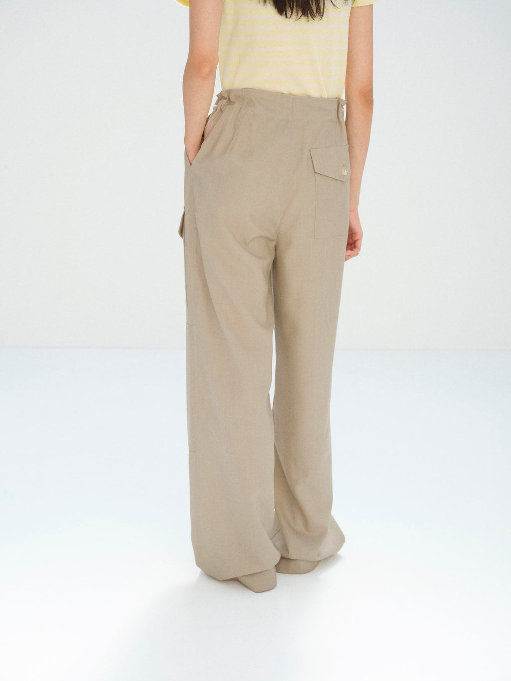 WOOL HERRINGBONE CARGO PANTS
