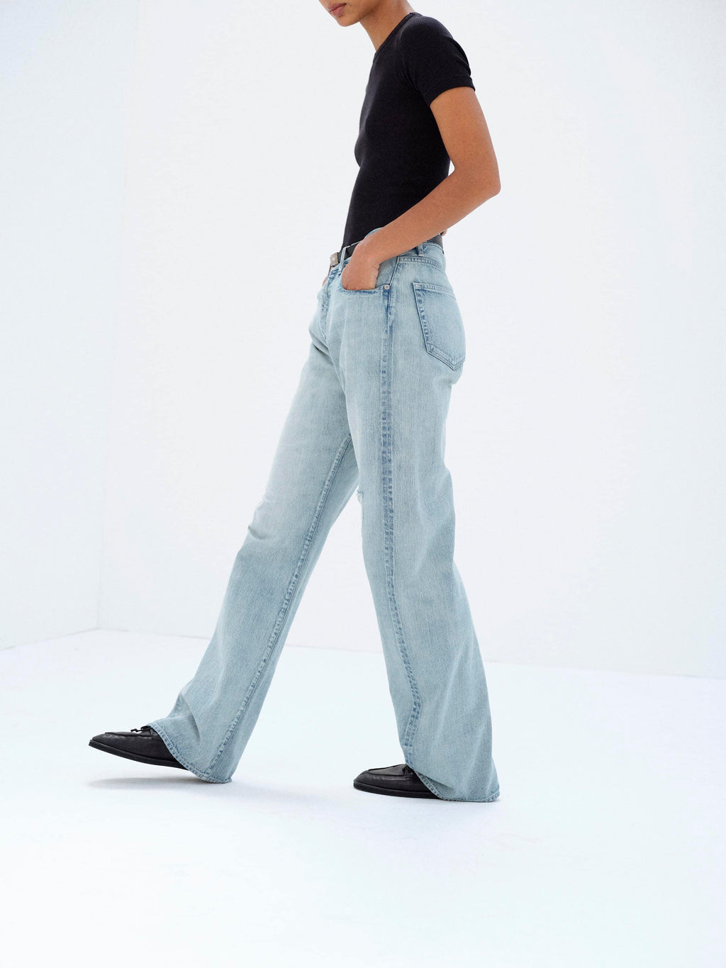 FADED SELVEDGE LIGHT DENIM PANTS