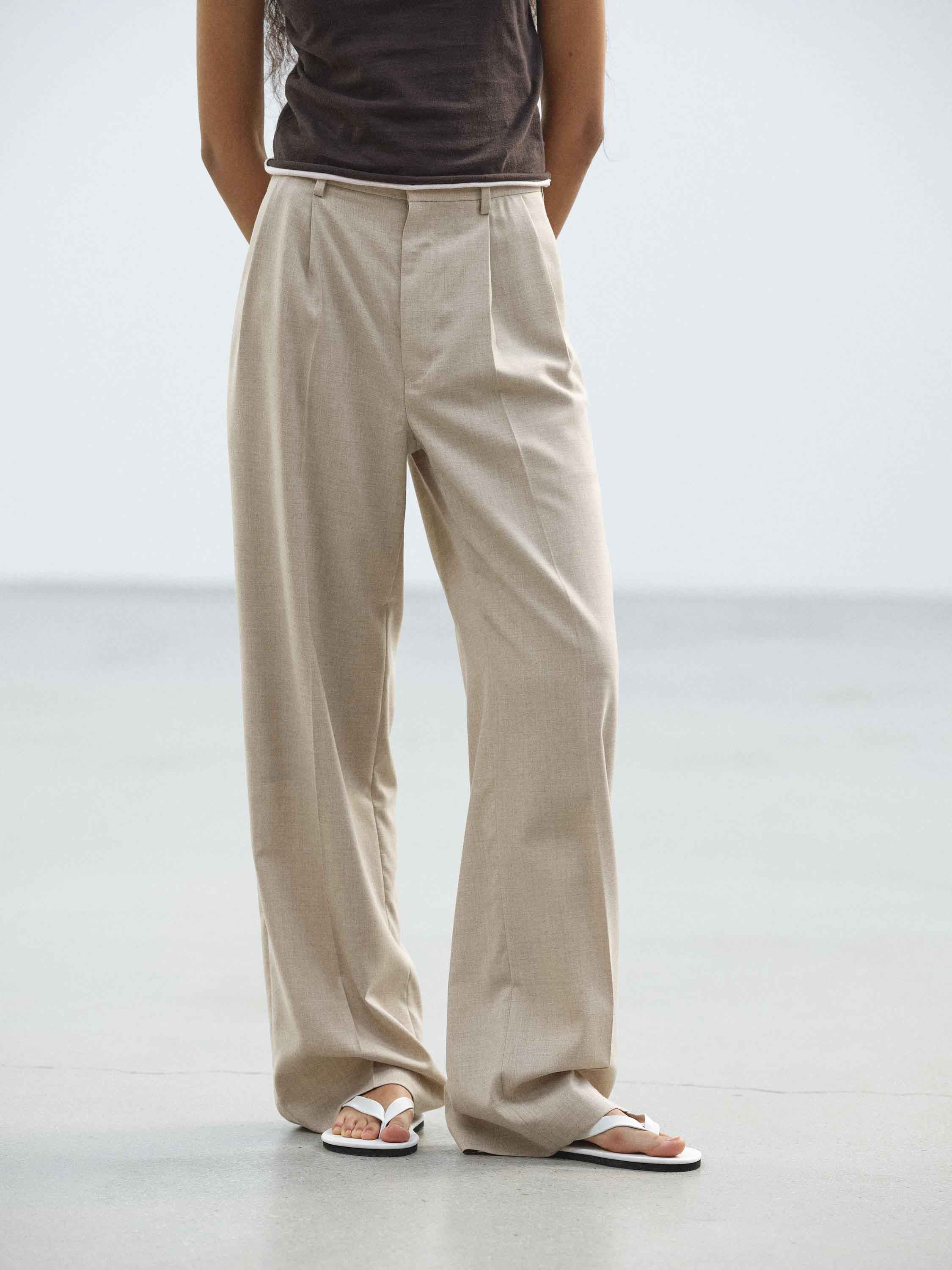 SUMMER TWIST CASHMERE PORA TWO-TUCK SLACKS