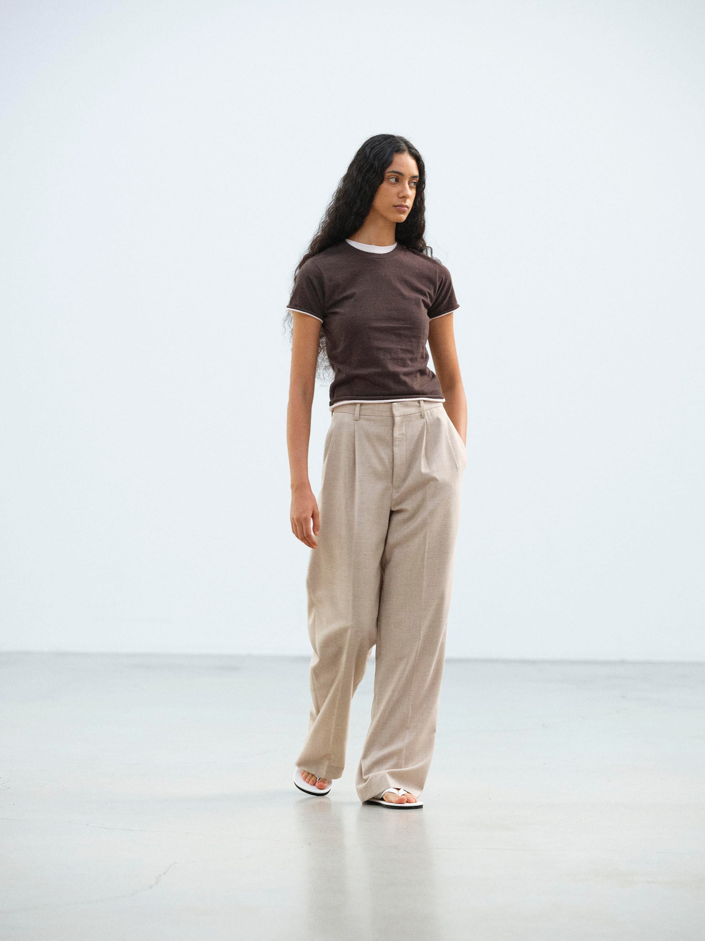 SUMMER TWIST CASHMERE PORA TWO-TUCK SLACKS