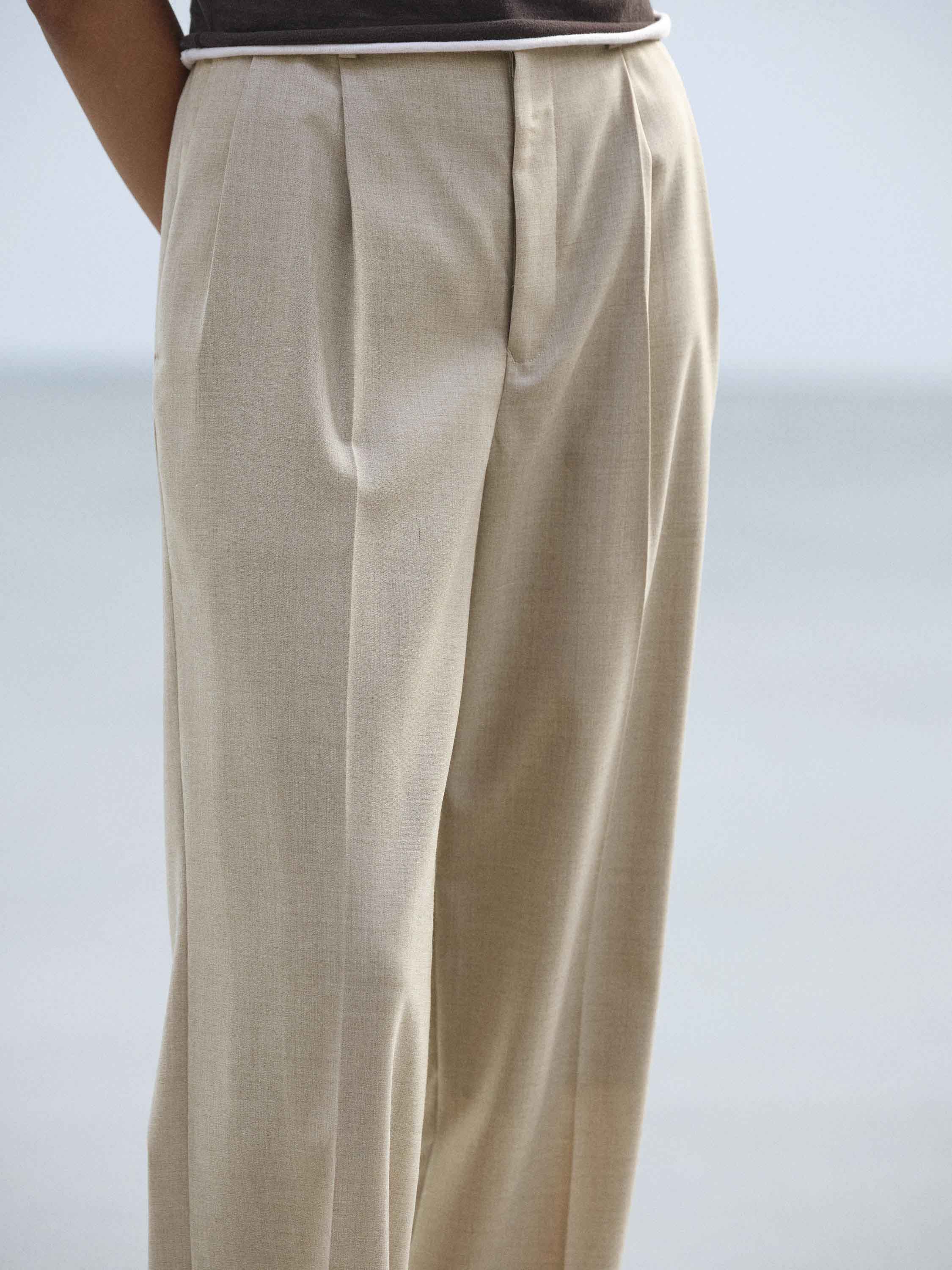 SUMMER TWIST CASHMERE PORA TWO-TUCK SLACKS