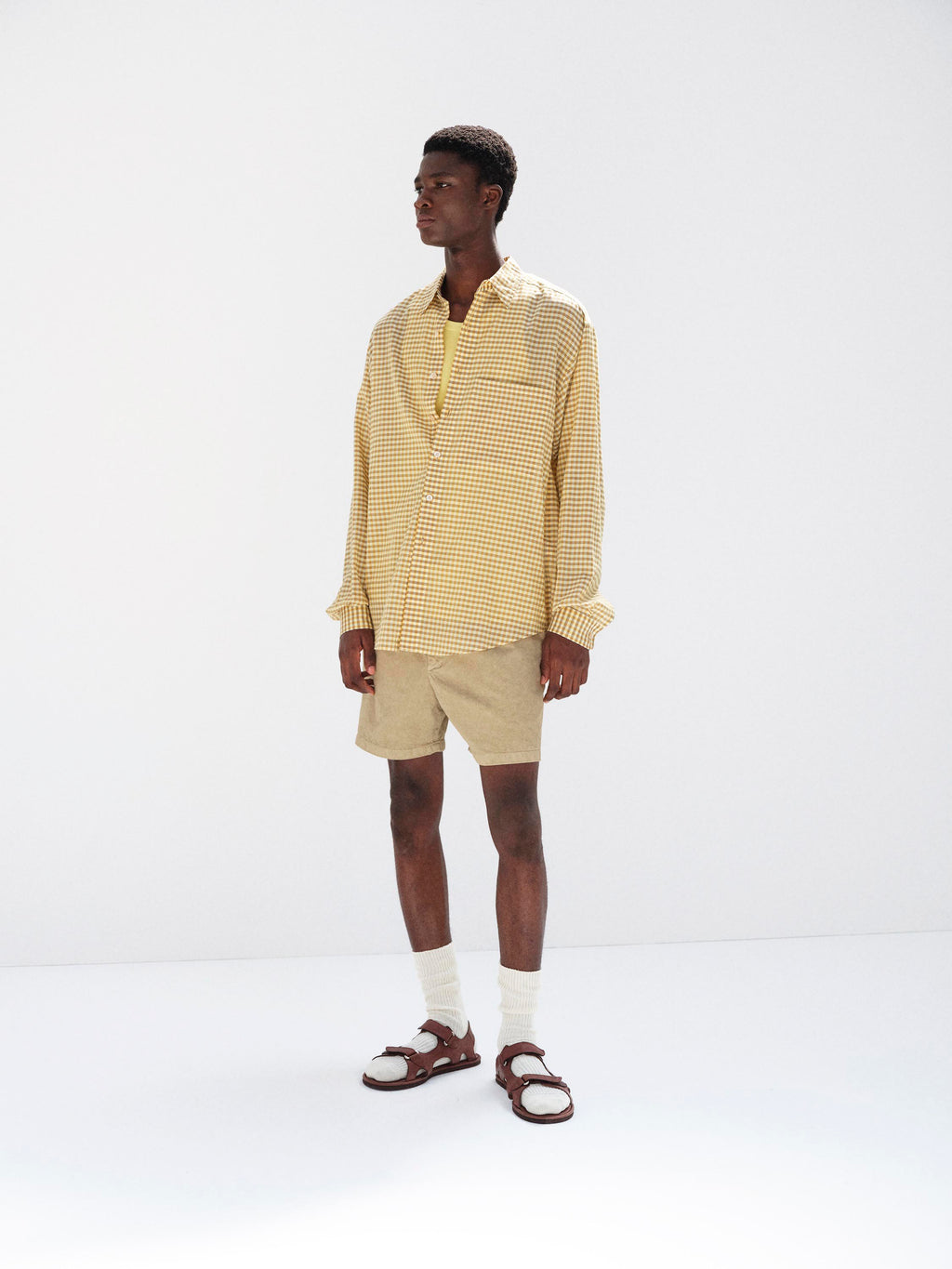 AIRY LIGHT COTTON CHECK BIG SHIRT