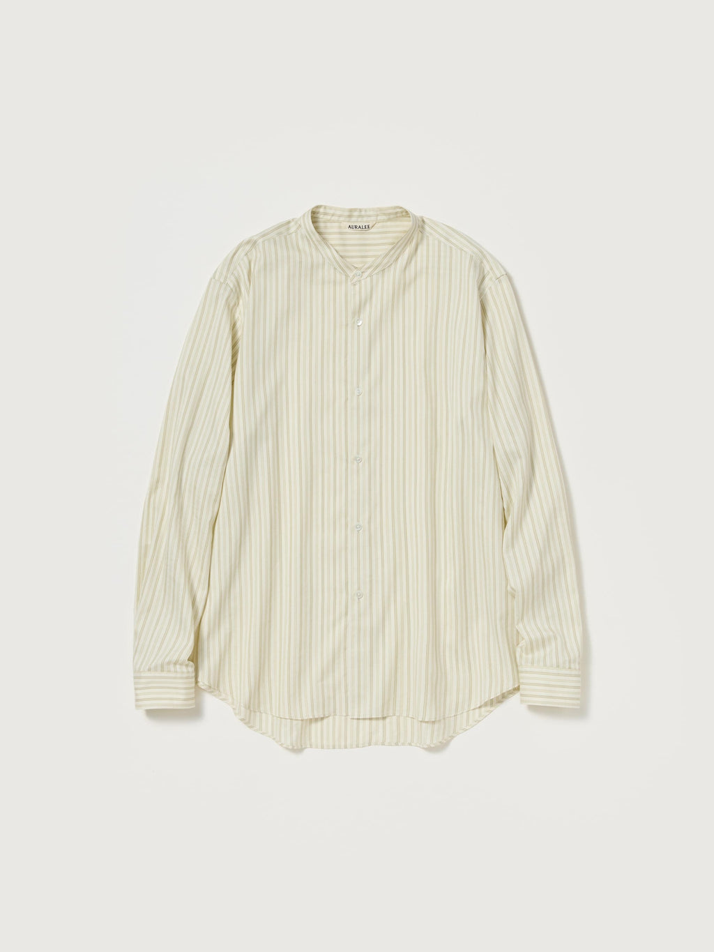 COTTON SILK STRIPE STAND COLLAR SHIRT