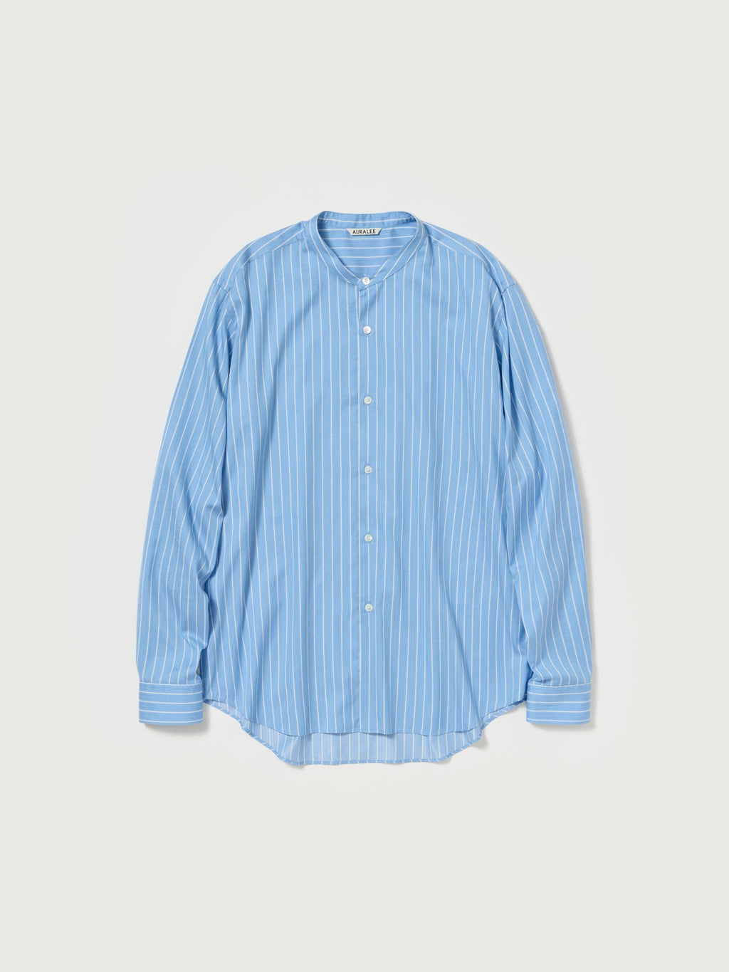 COTTON SILK STRIPE STAND COLLAR SHIRT