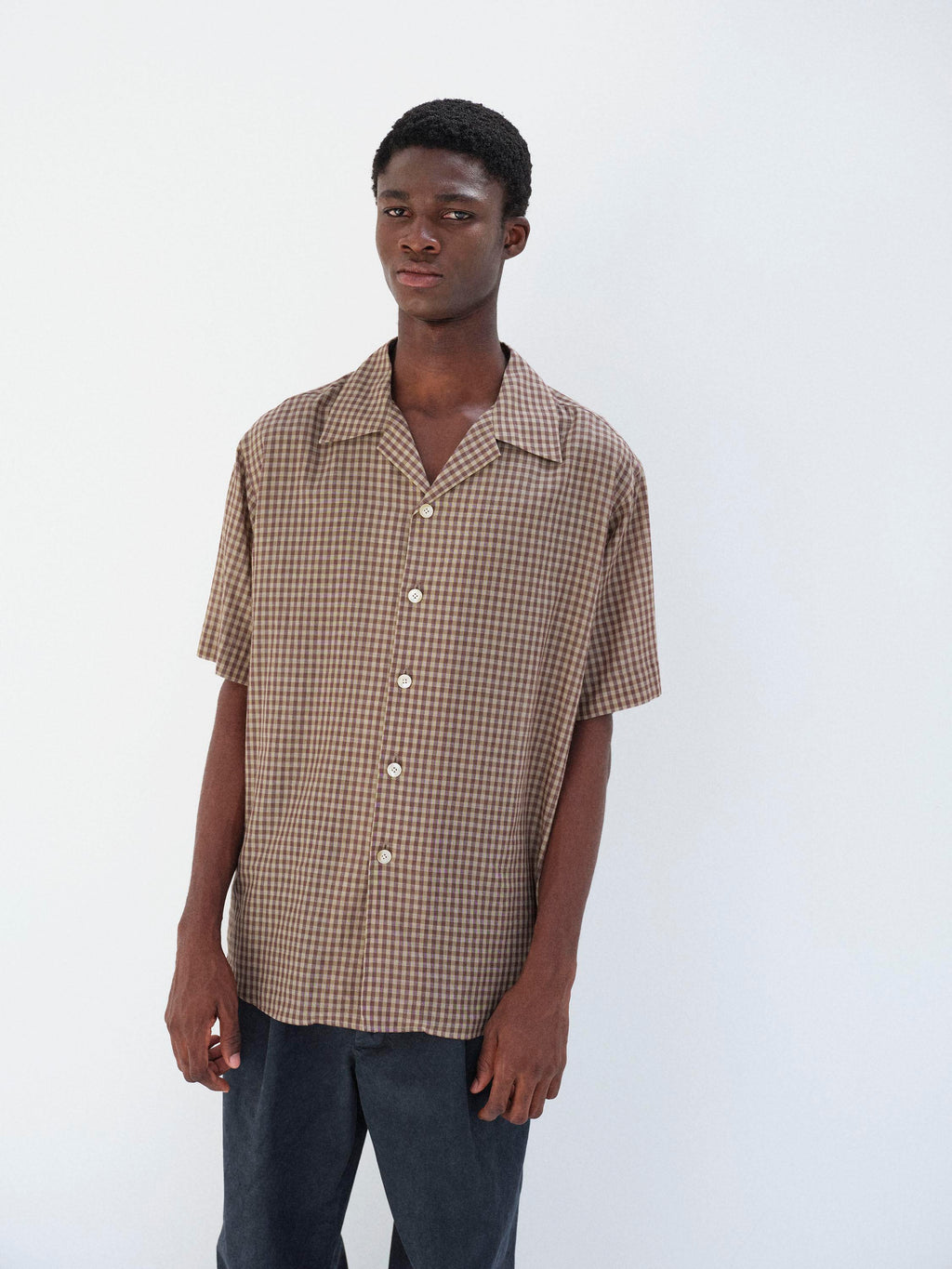 AIRY LIGHT COTTON CHECK HALF SLEEVED SHIRT