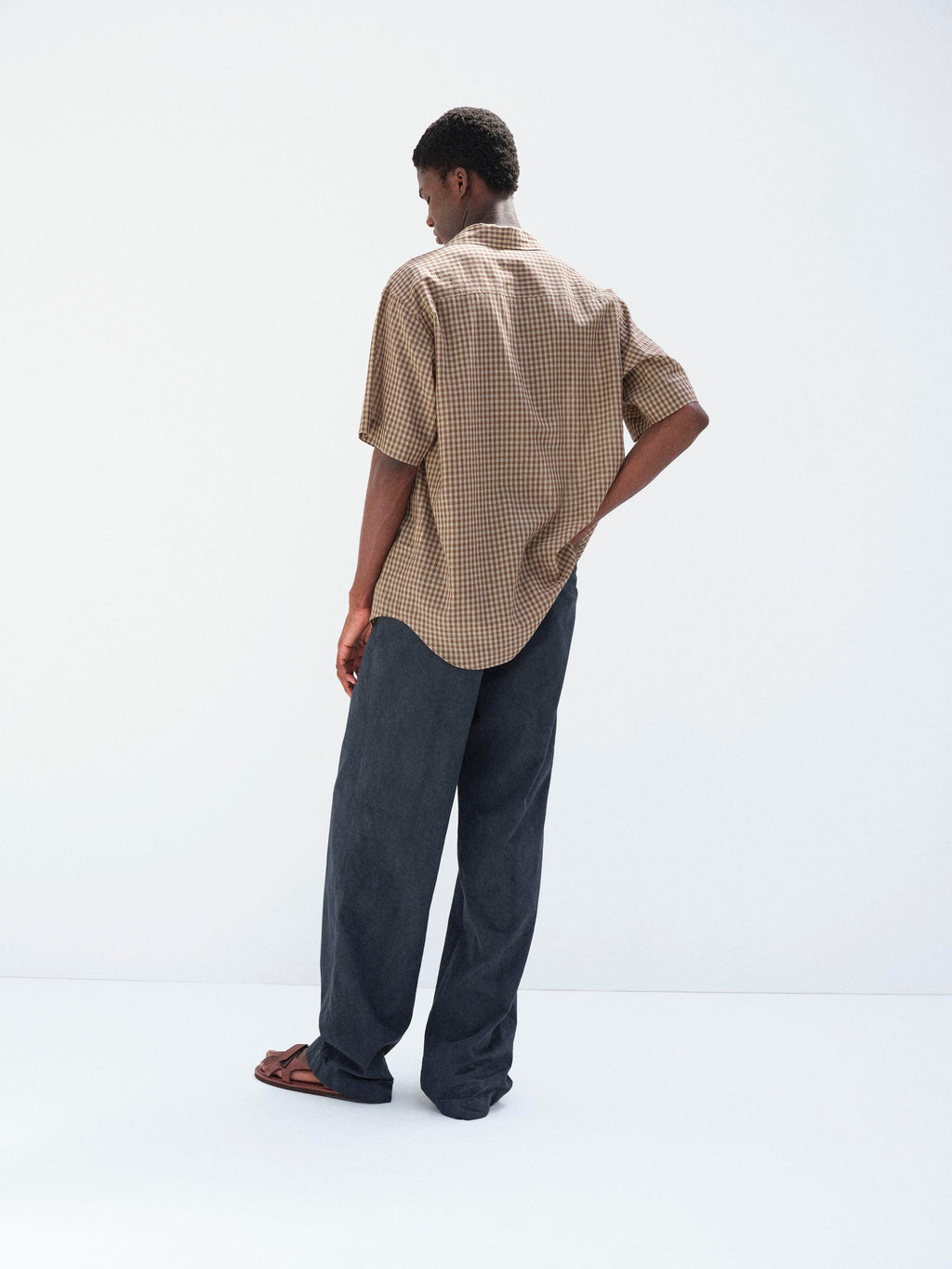 AIRY LIGHT COTTON CHECK HALF SLEEVED SHIRT