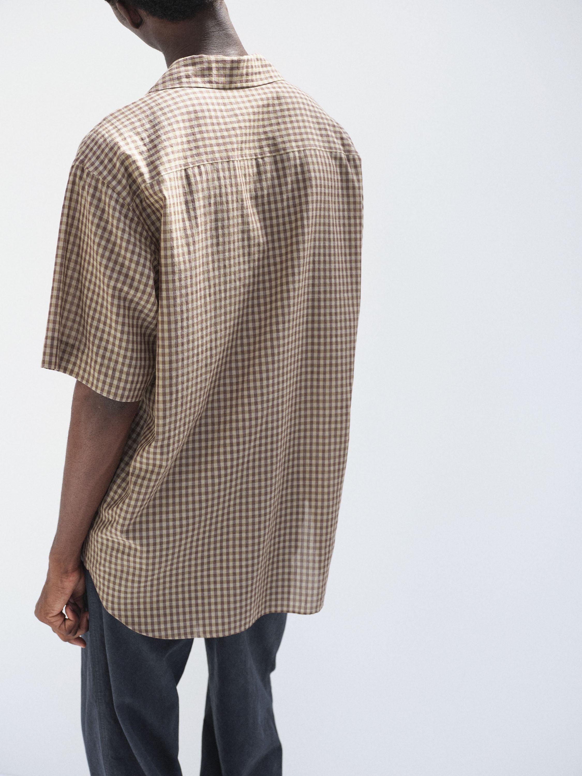 AIRY LIGHT COTTON CHECK HALF SLEEVED SHIRT