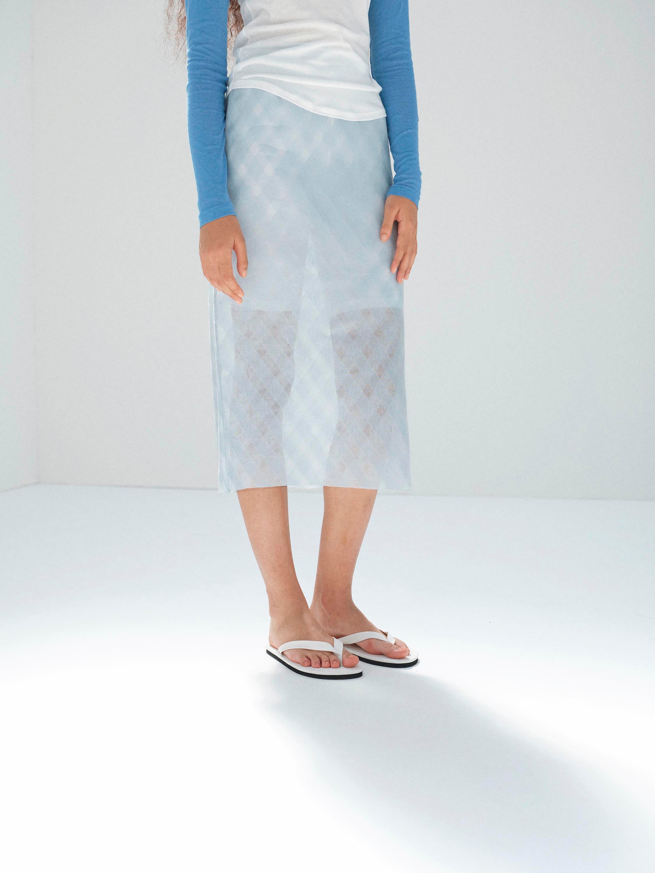 SHEER SILK COTTON CUT JACQUARD PENCIL SKIRT